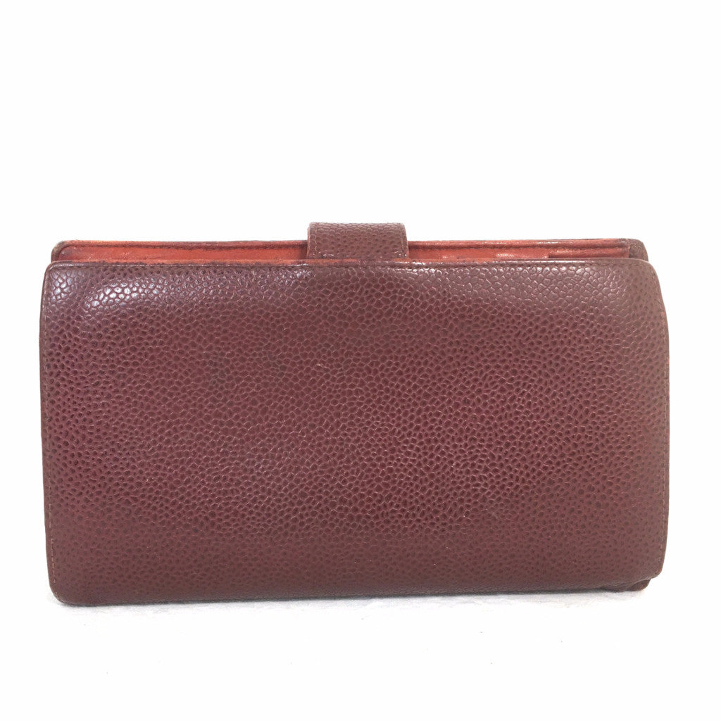 CHANEL Long Wallet Bordeaux/Burgundy Leather