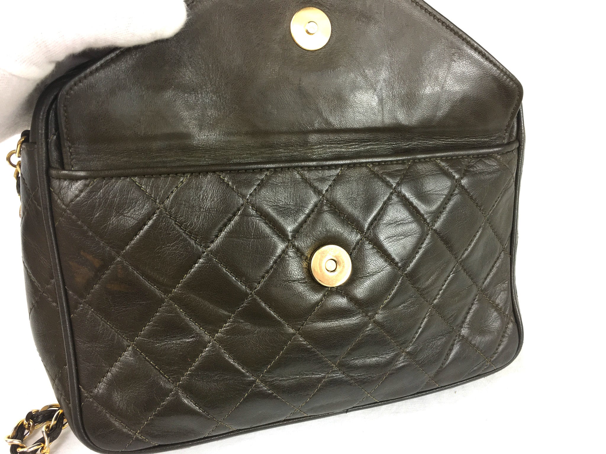 CHANEL Brown Quilted Leather Crossbody Bag