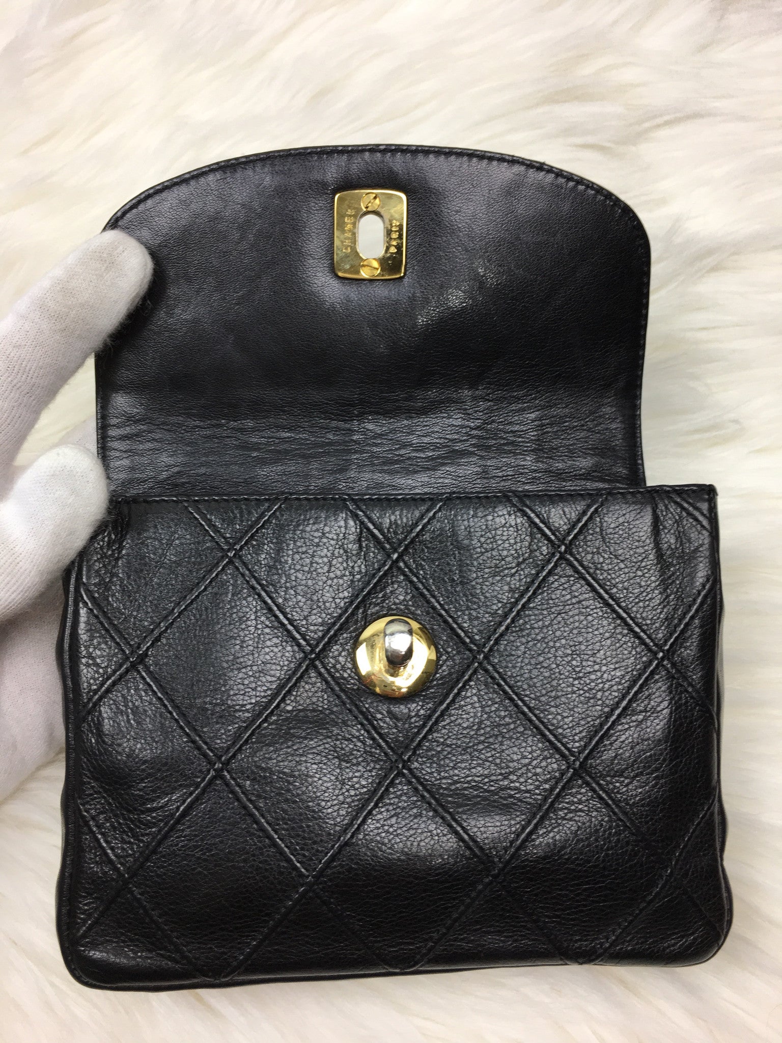 CHANEL Black Lambskin Quilted Bum Bag (Waist Bag)