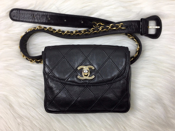 CHANEL Black Lambskin Quilted Bum Bag (Waist Bag) – Pretty Things Hoarder