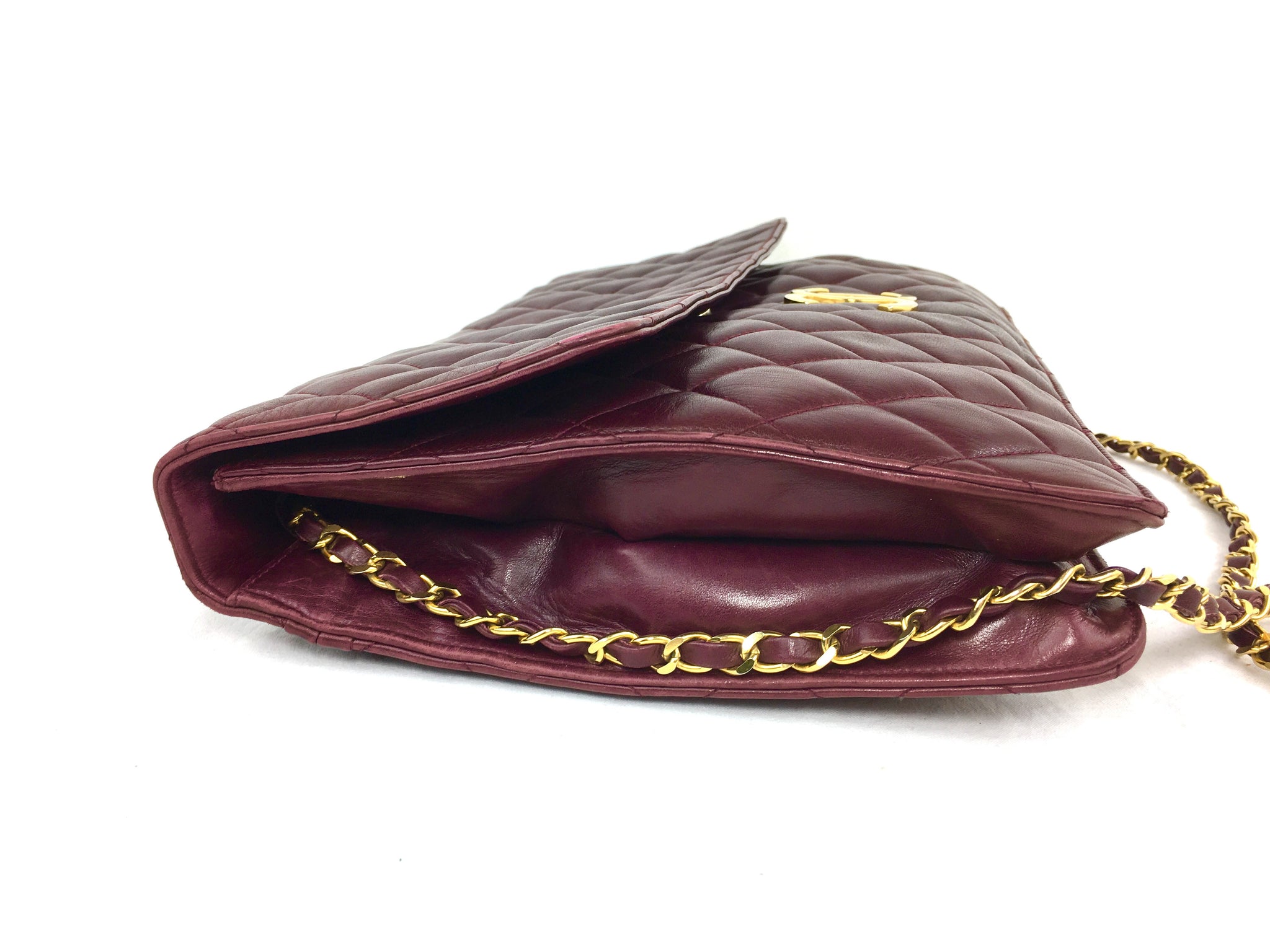 CHANEL Jumbo Quilted Burgundy Flap Bag