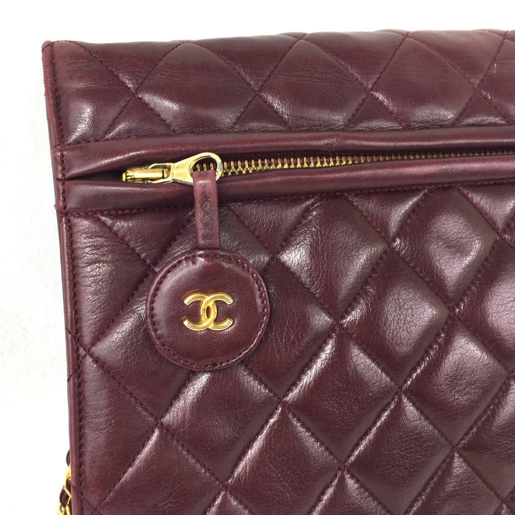 CHANEL Jumbo Quilted Burgundy Flap Bag