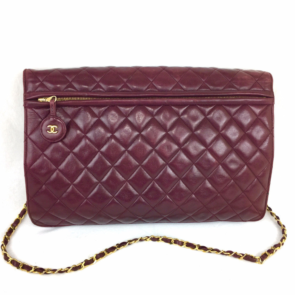 CHANEL Jumbo Quilted Burgundy Flap Bag