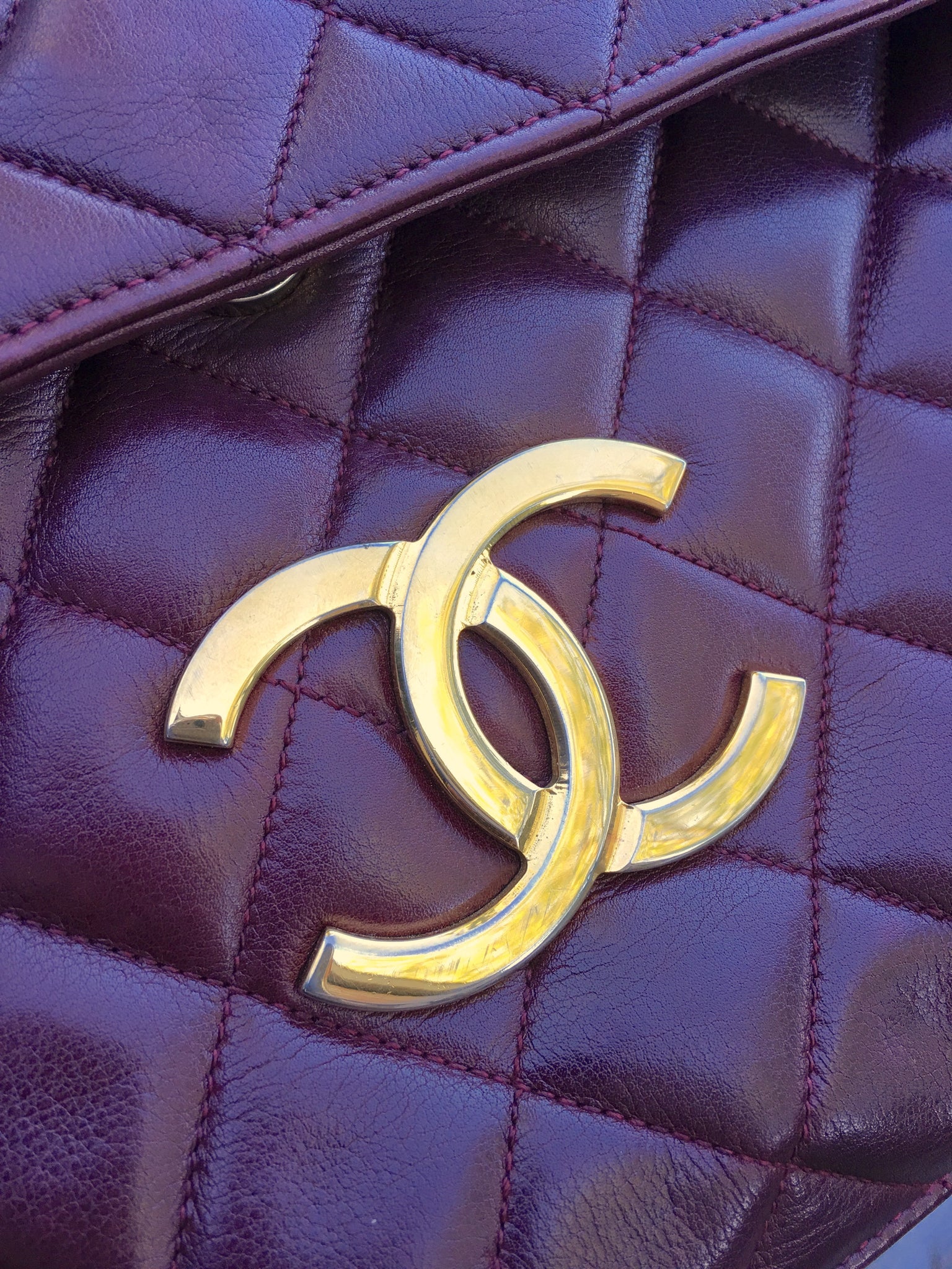 CHANEL Jumbo Quilted Burgundy Flap Bag