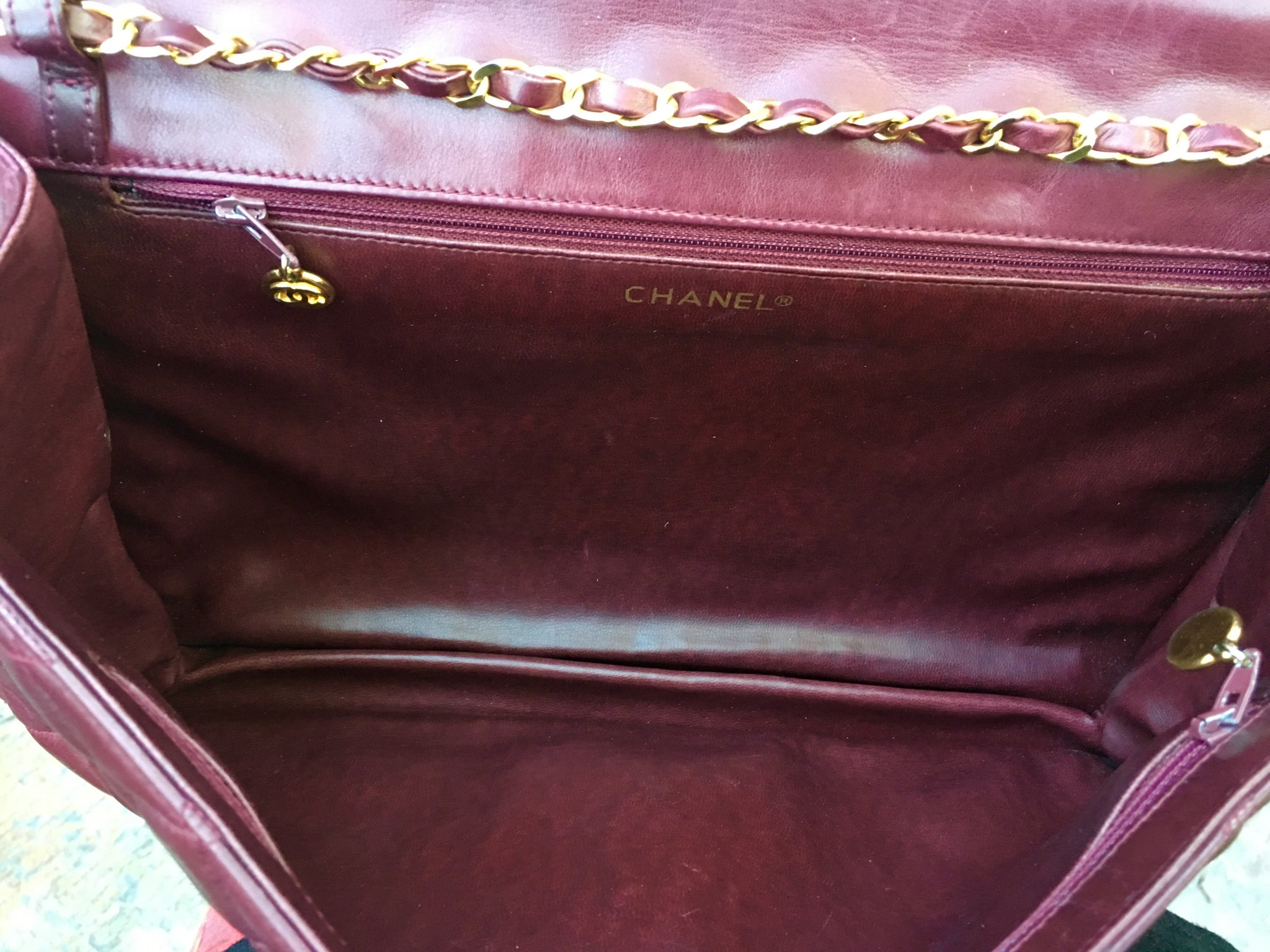 CHANEL Jumbo Quilted Burgundy Flap Bag