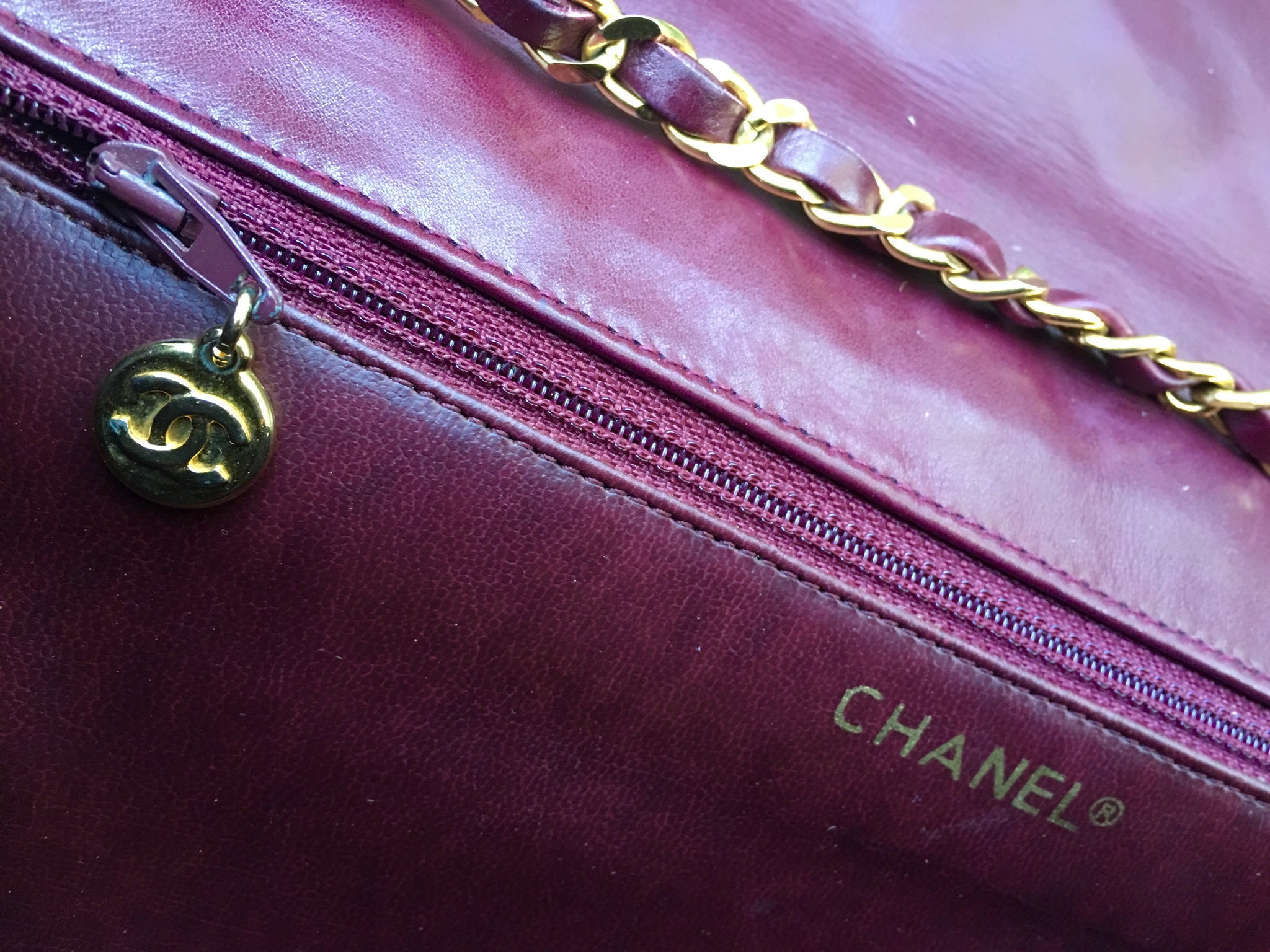 CHANEL Jumbo Quilted Burgundy Flap Bag