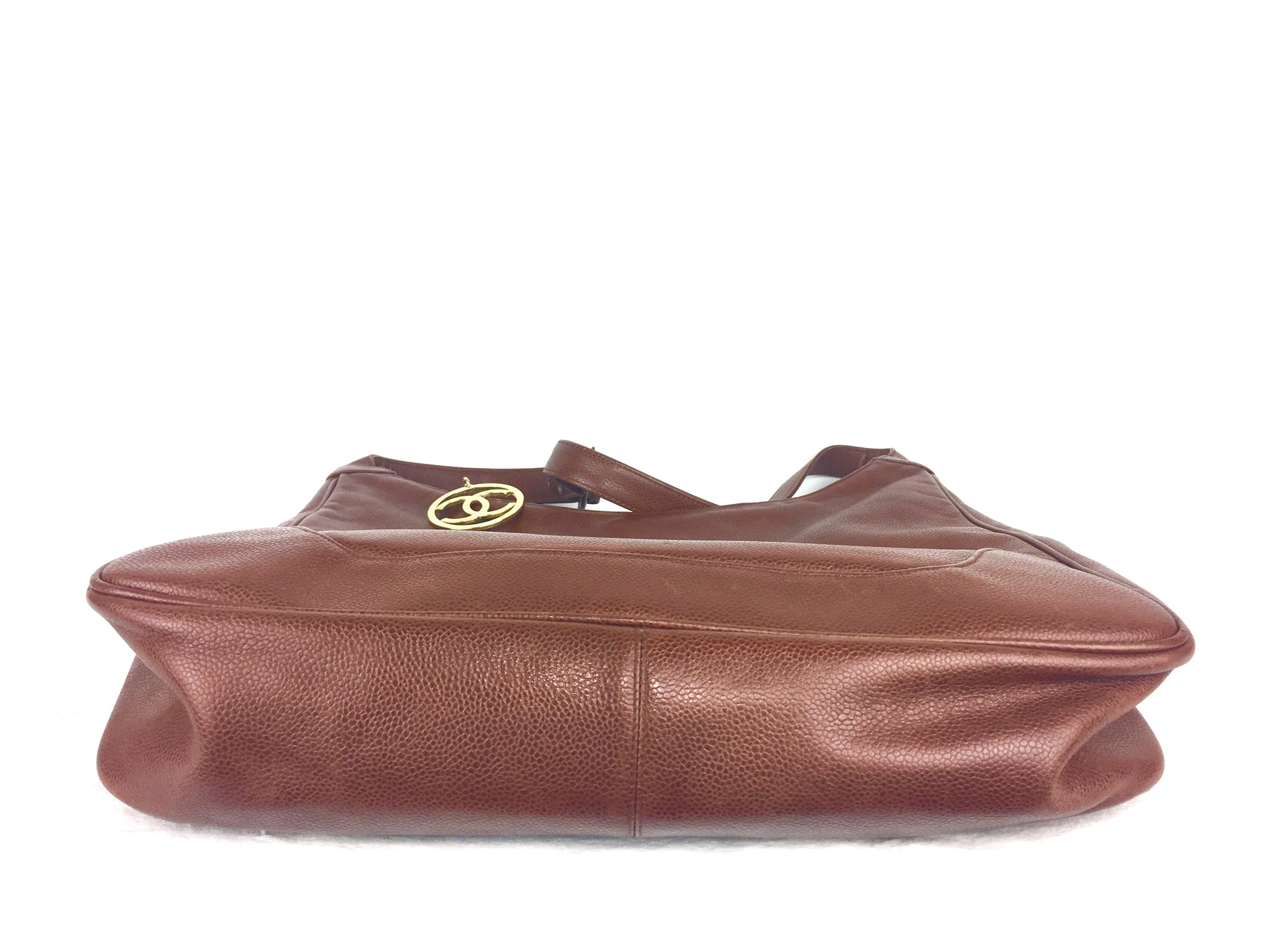 CHANEL Brown Caviar Leather Hobo Tote