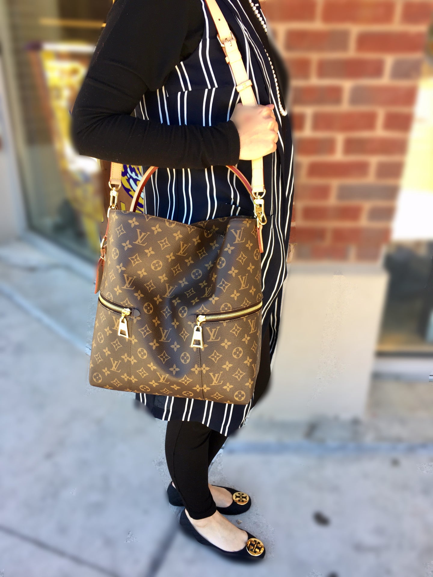 Louis Vuitton Melie Monogram Canvas Hobo Bag Brown