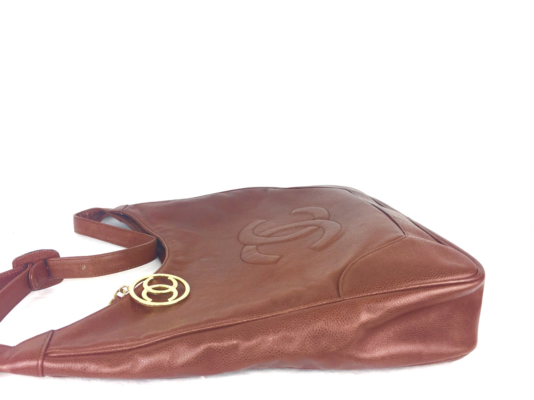 CHANEL Brown Caviar Leather Hobo Tote