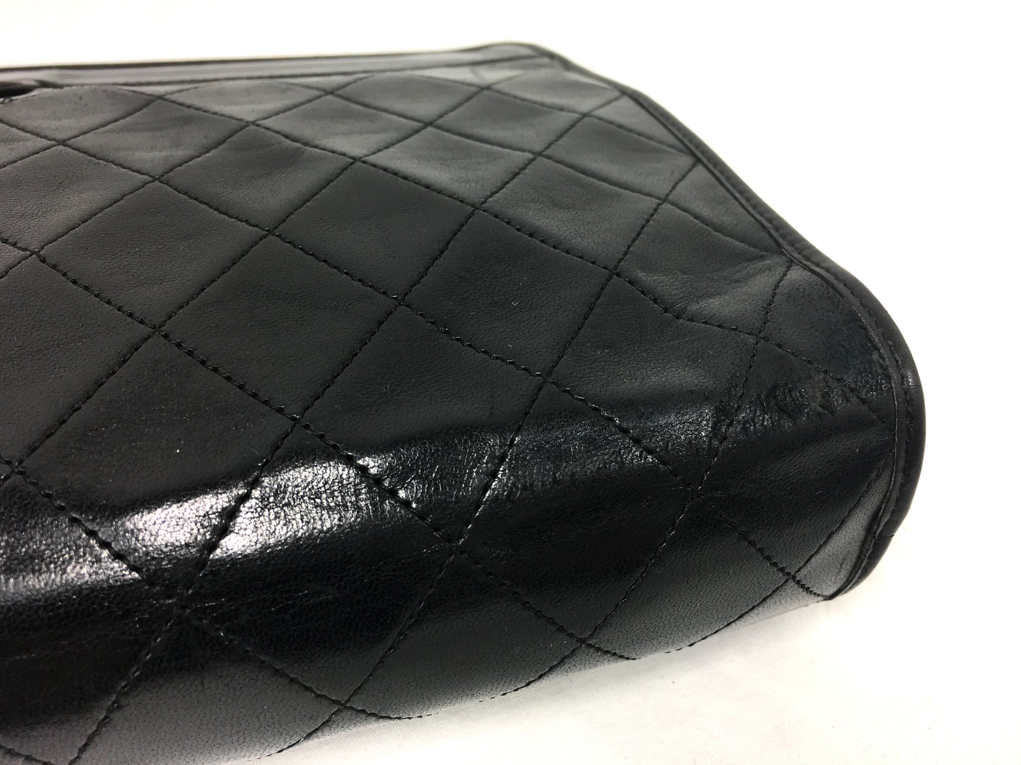 CHANEL Lambskin Black Quilted Evening Clutch