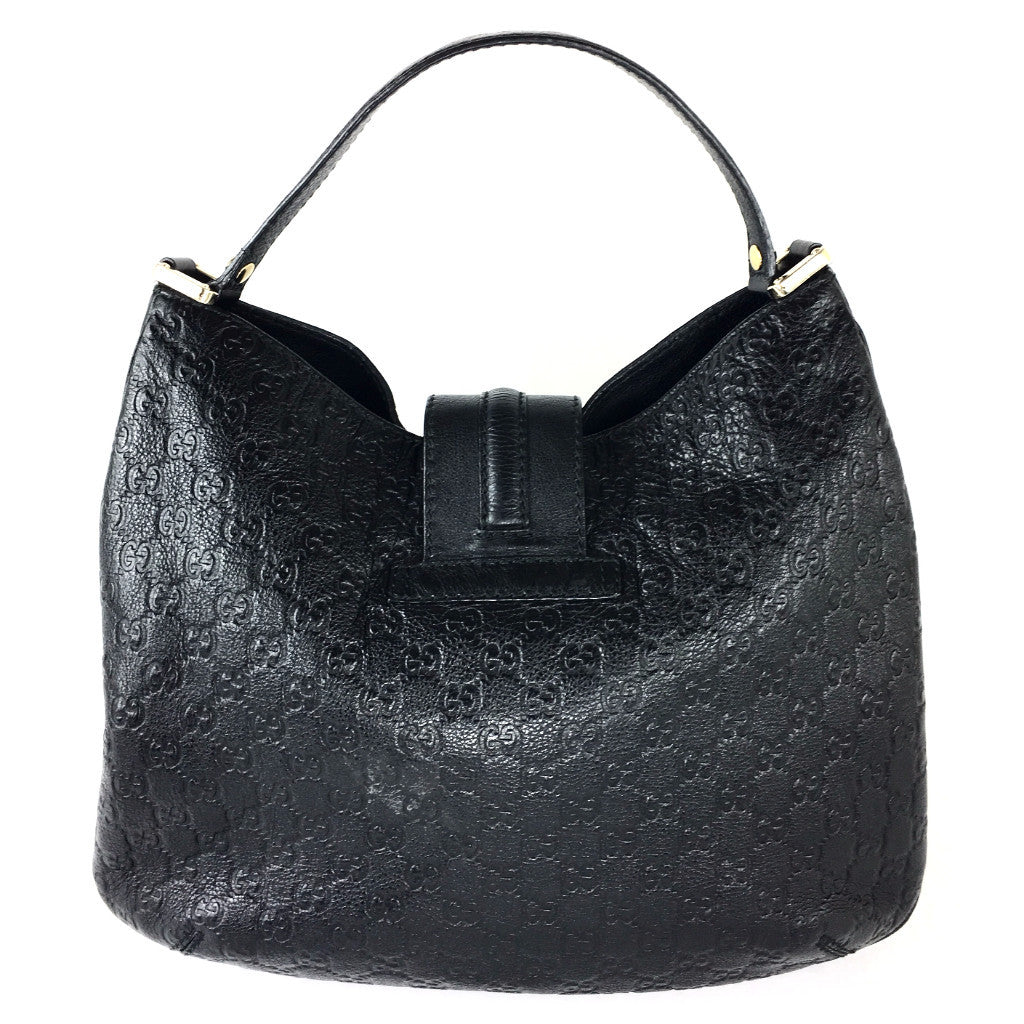 GUCCI New Web Guccissima Leather Hobo Bag Black 233604-US