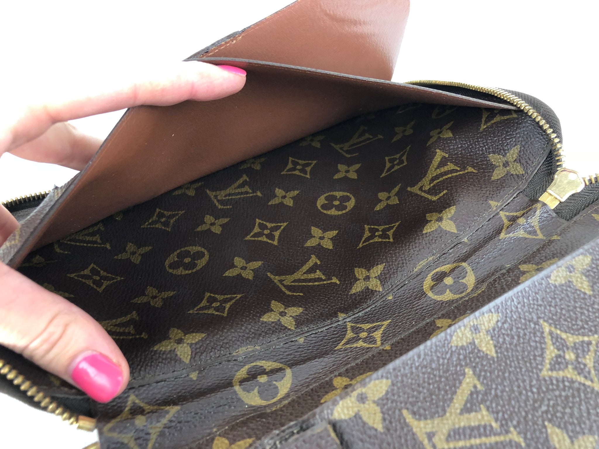 Zippy xl cloth clutch bag Louis Vuitton Pink in Cloth - 26168219