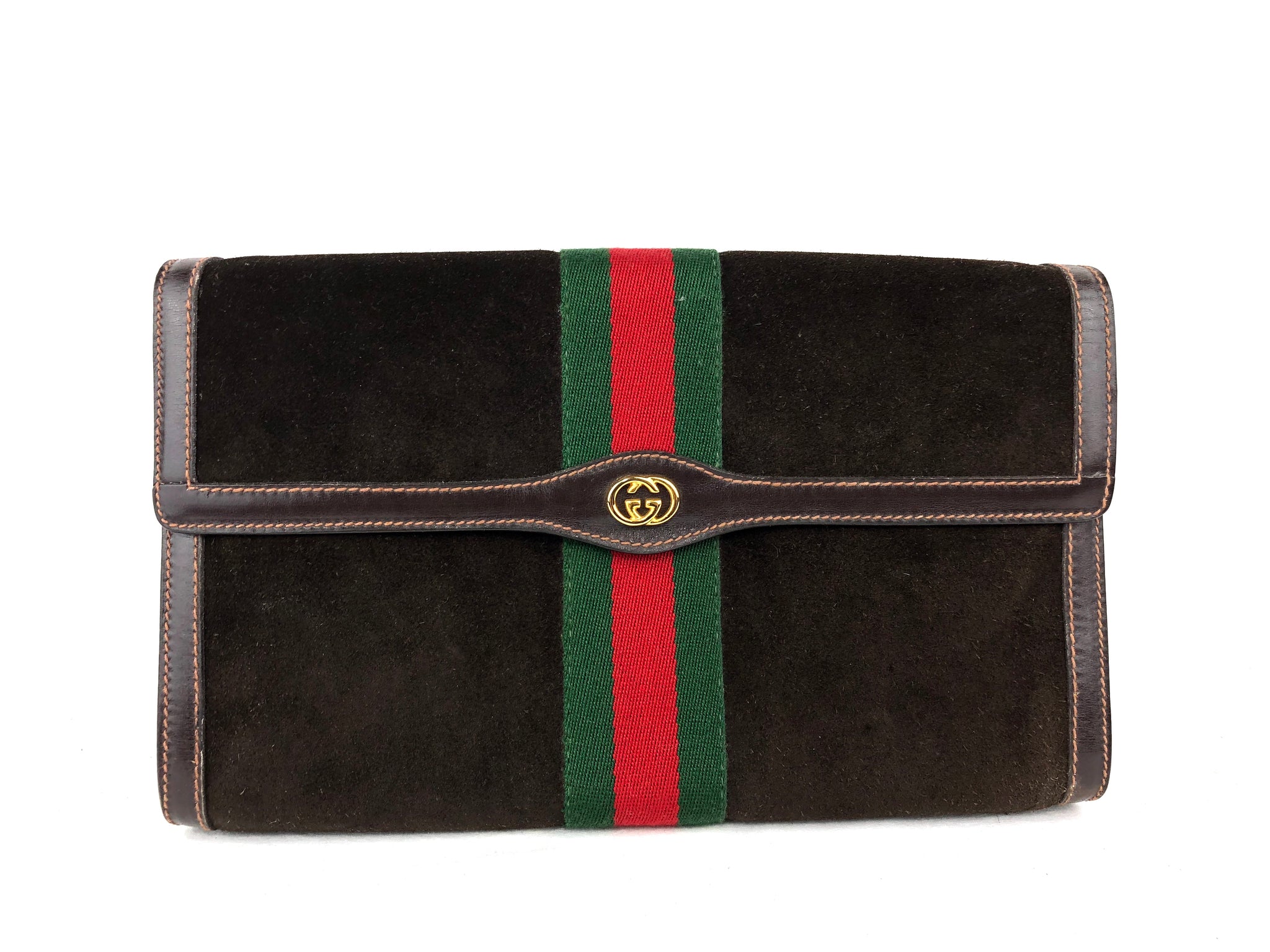 GUCCI Suede Ribbon Vintage Clutch