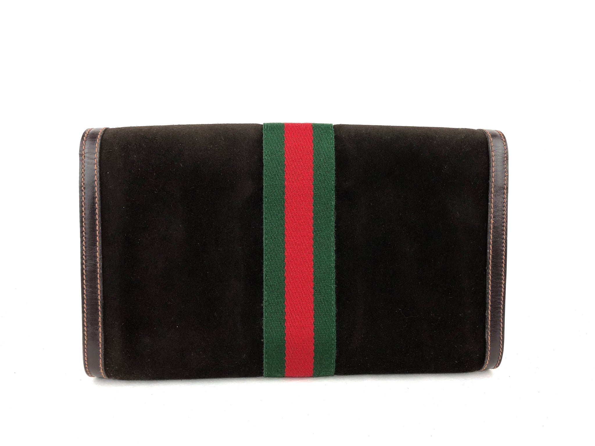 GUCCI Suede Ribbon Vintage Clutch