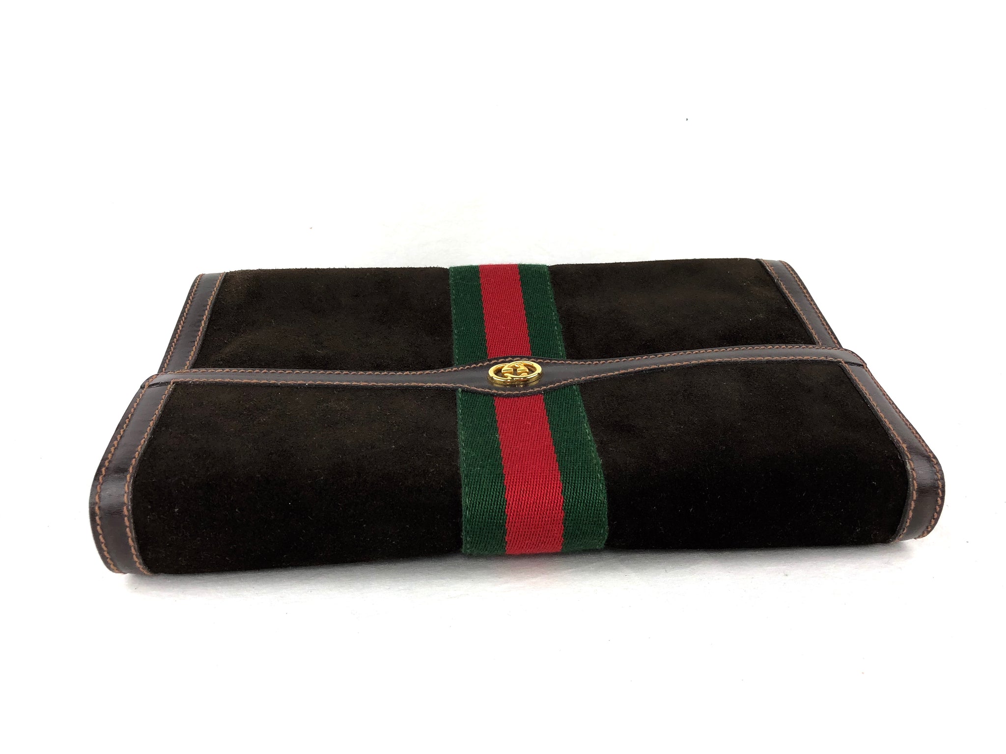 GUCCI Suede Ribbon Vintage Clutch