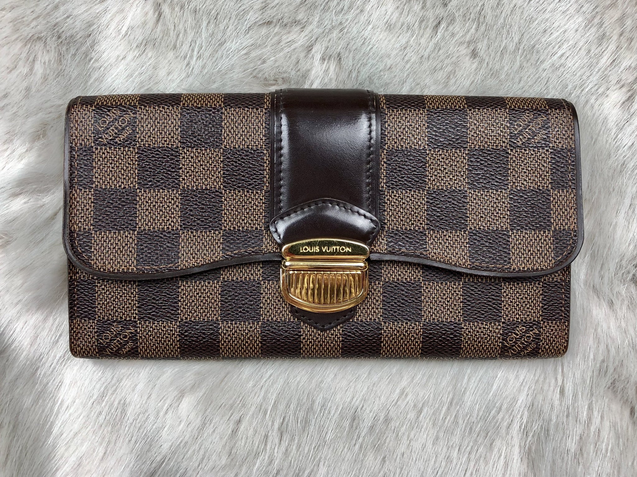 LOUIS VUITTON Damier Ebene Sistina Long Wallet