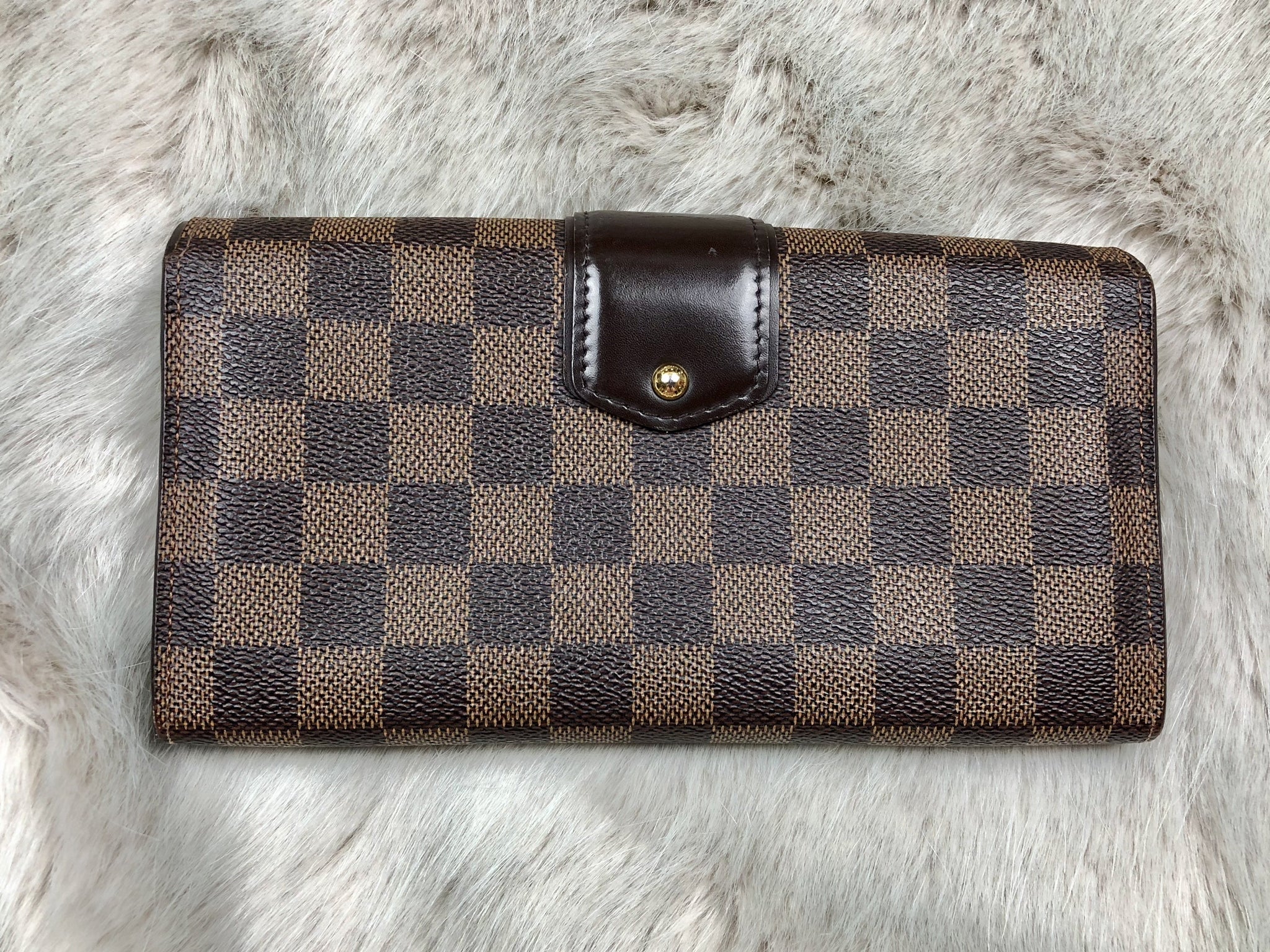 LOUIS VUITTON Damier Ebene Sistina Long Wallet