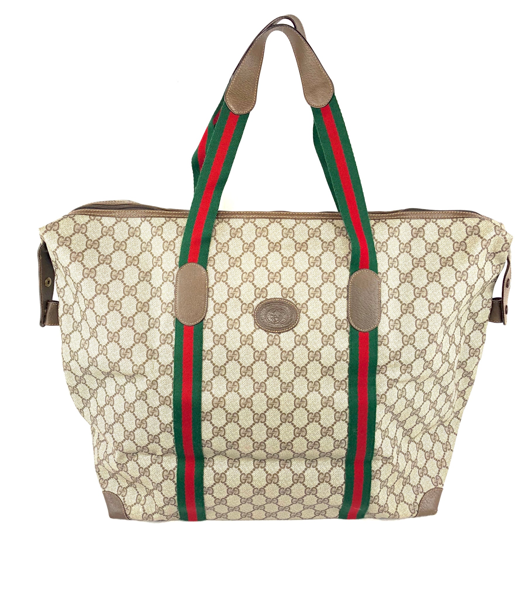 GUCCI Supreme Web Stripe XL Travel Tote Bag