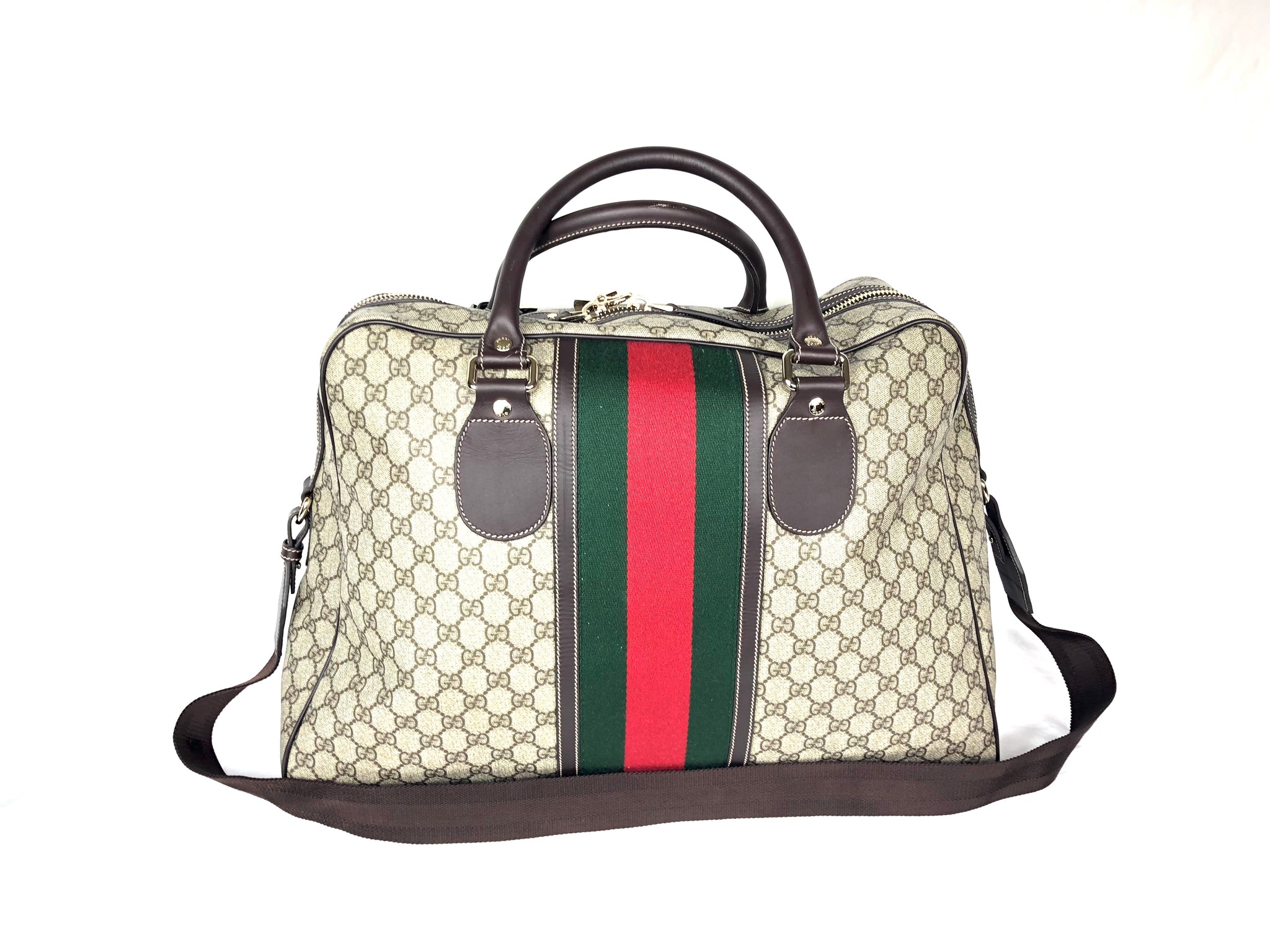 GUCCI GG Supreme Web Stripe Duffel Bag