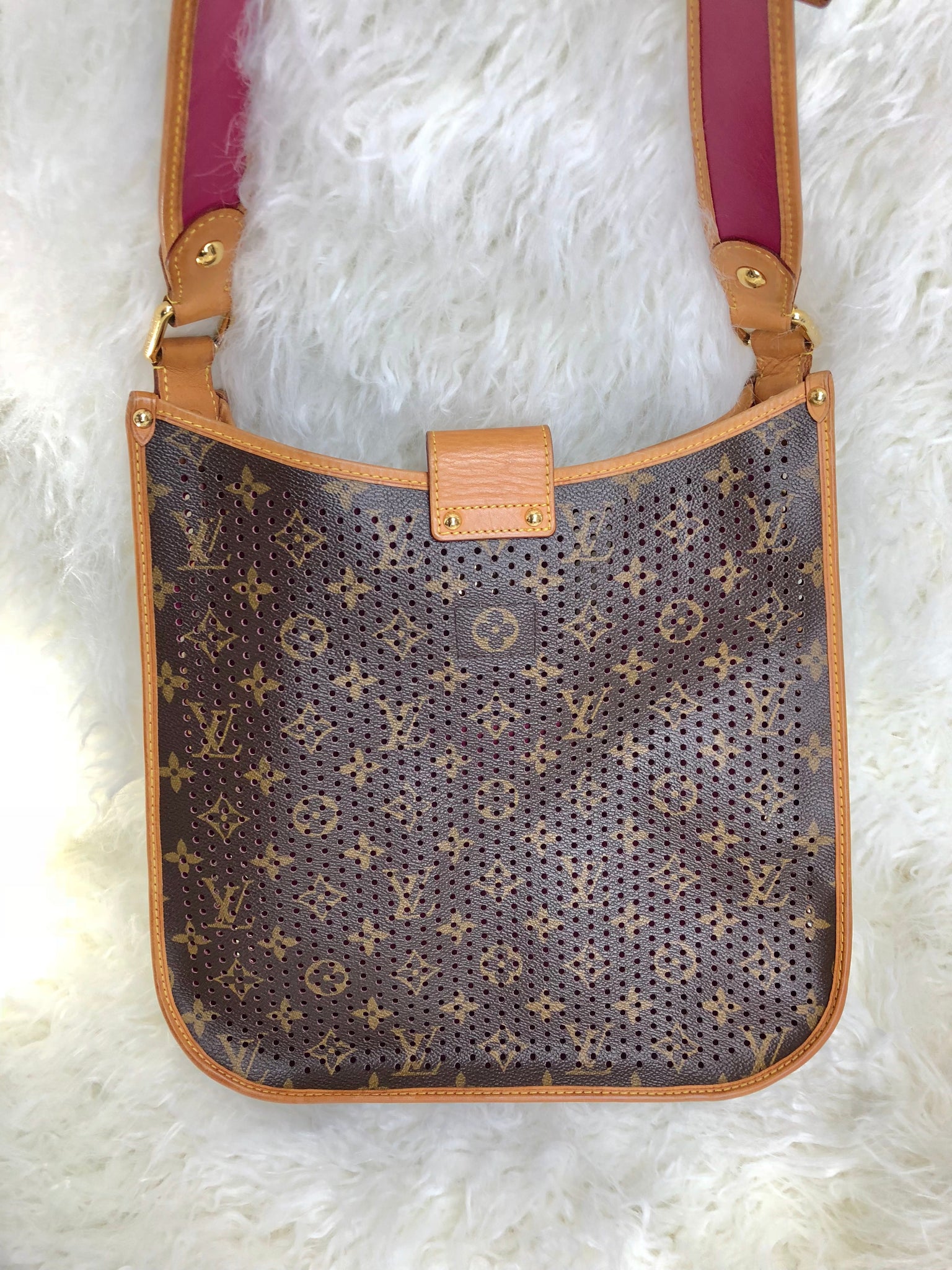 LOUIS VUITTON Limited Edition Perforated Musette Bag (Monogram & Fuchsia )