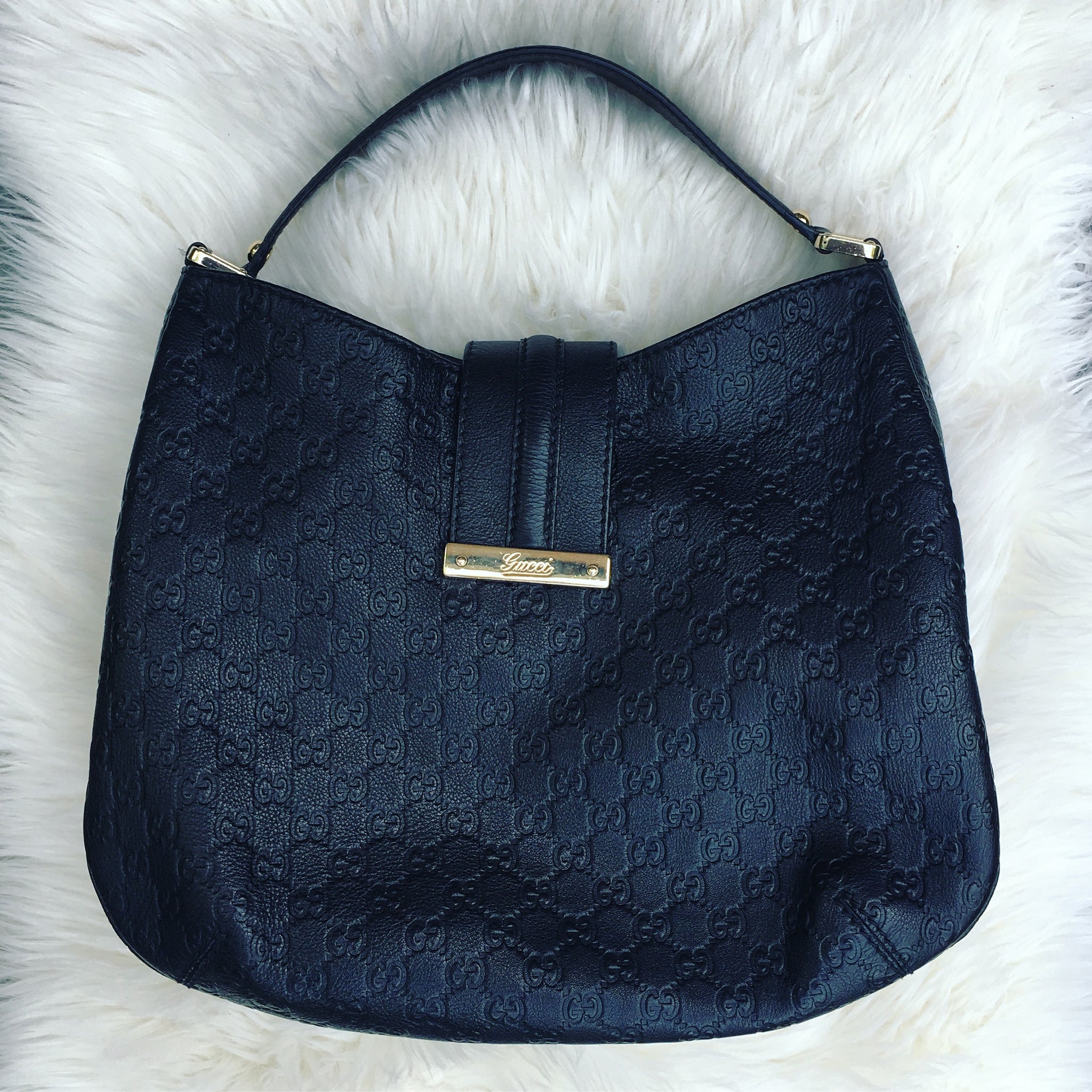 GUCCI Guccissima Black Hobo Bag