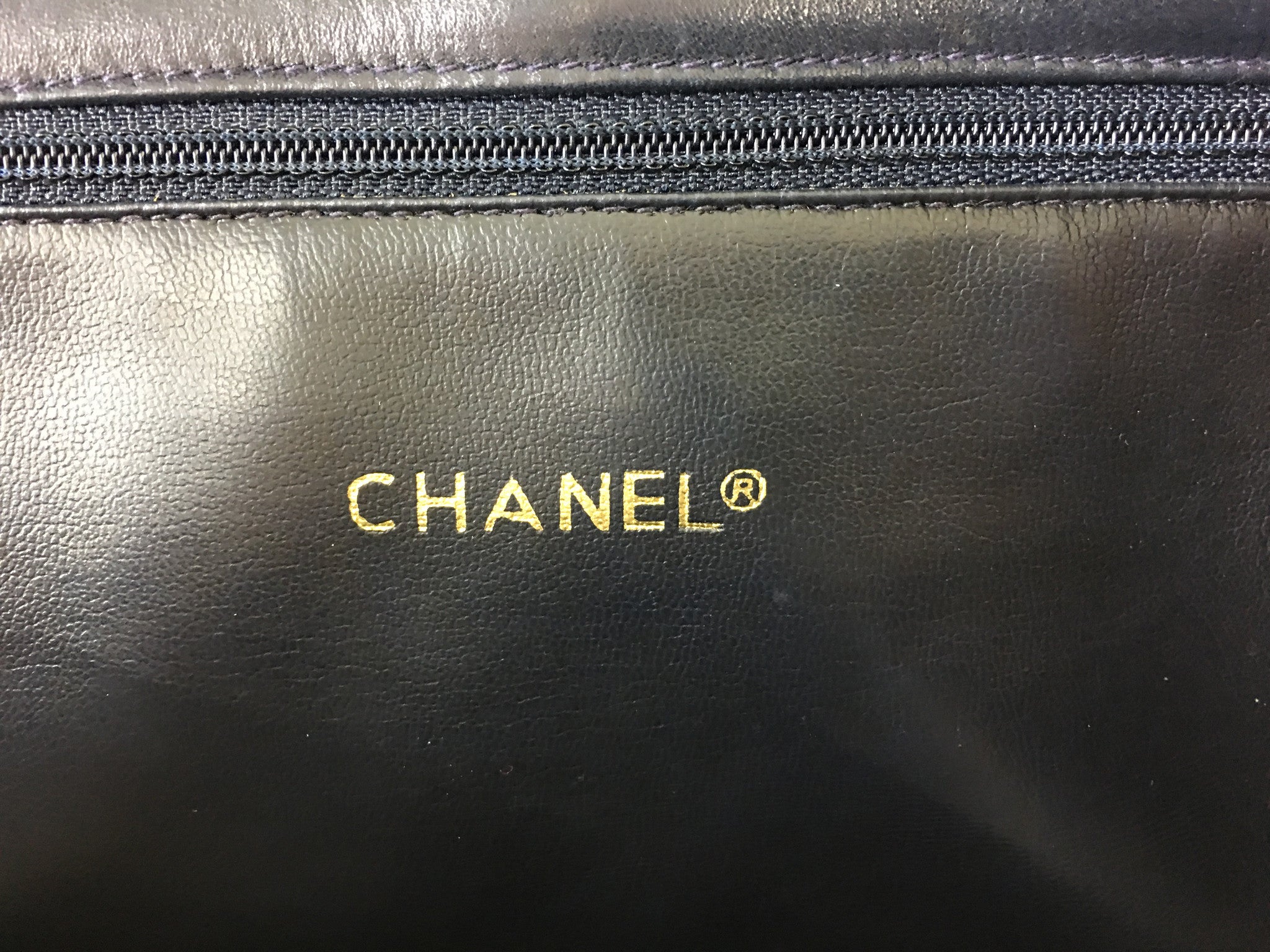 CHANEL Dark Navy Lambskin Quilted CC Charm Shoulder Bag