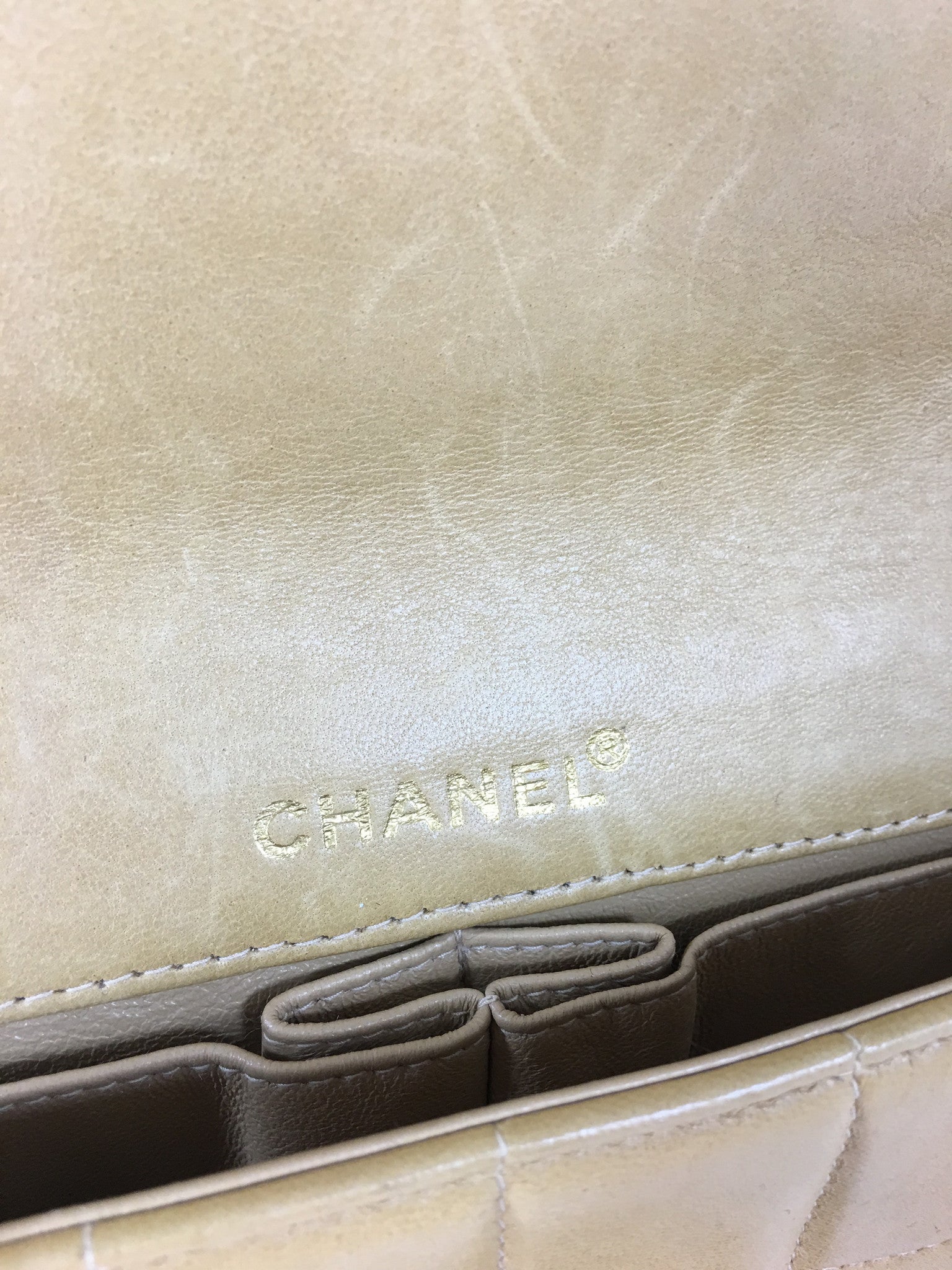 CHANEL Camel Lambskin Chocolate Bar Evening Bag