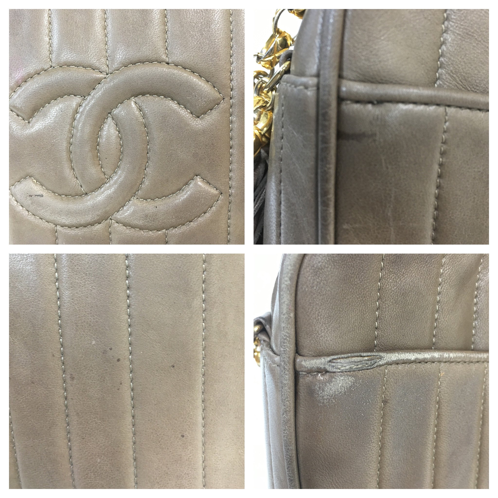 CHANEL CC Logo Lambskin Taupe Shoulder Bag