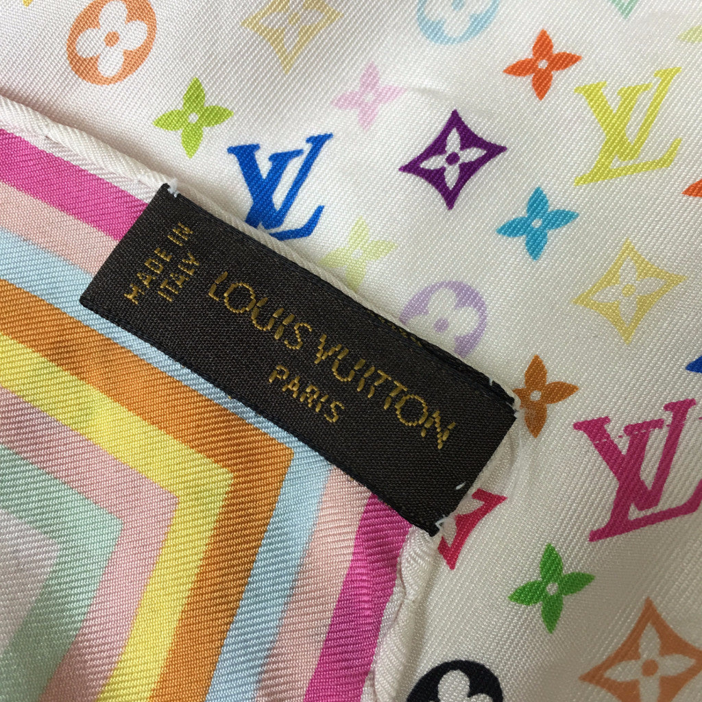 Louis Vuitton Silk Multicolore Monogram Pattern Scarf - Neutrals