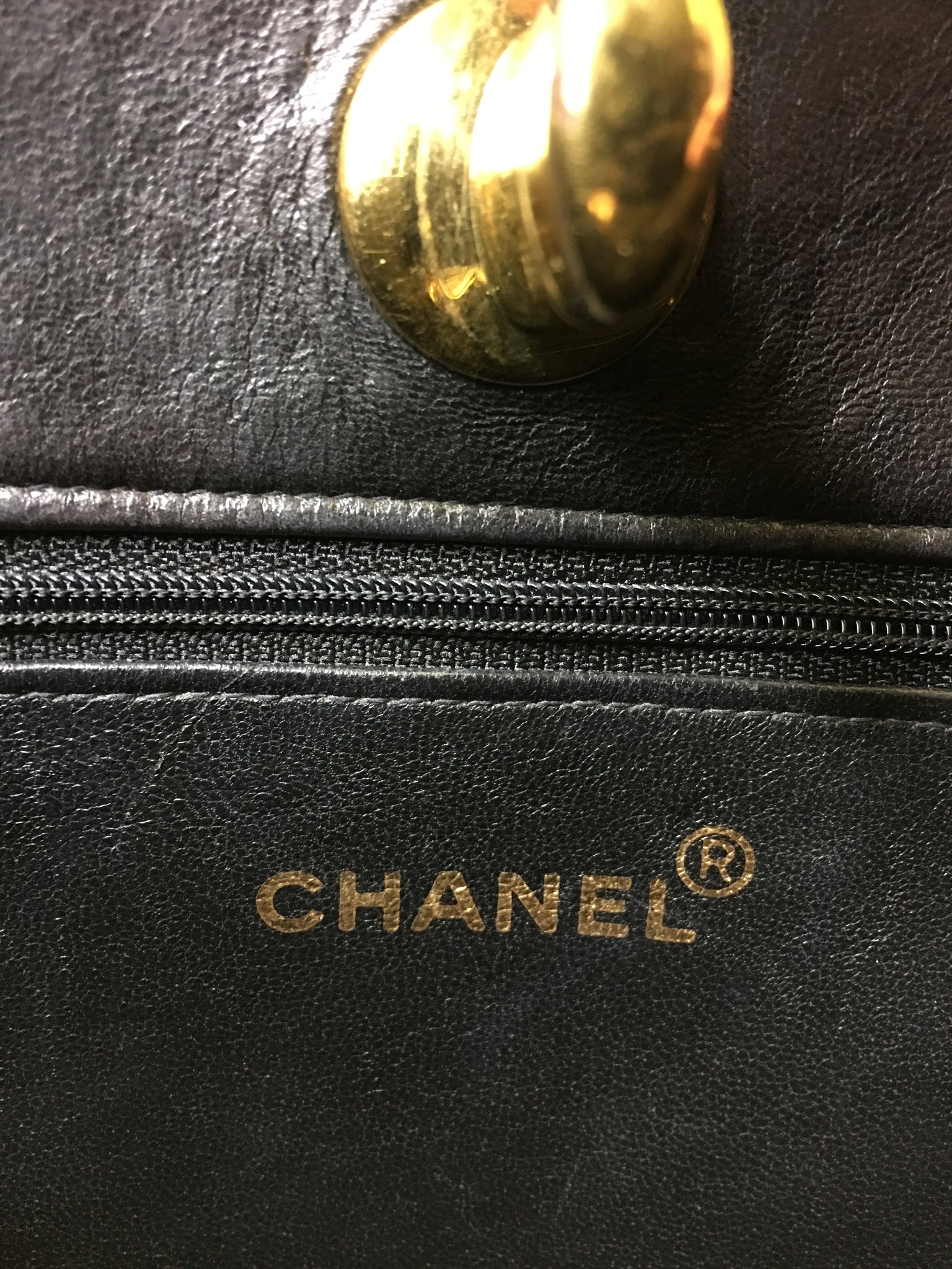 CHANEL Black Patent Leather Quilted Bag