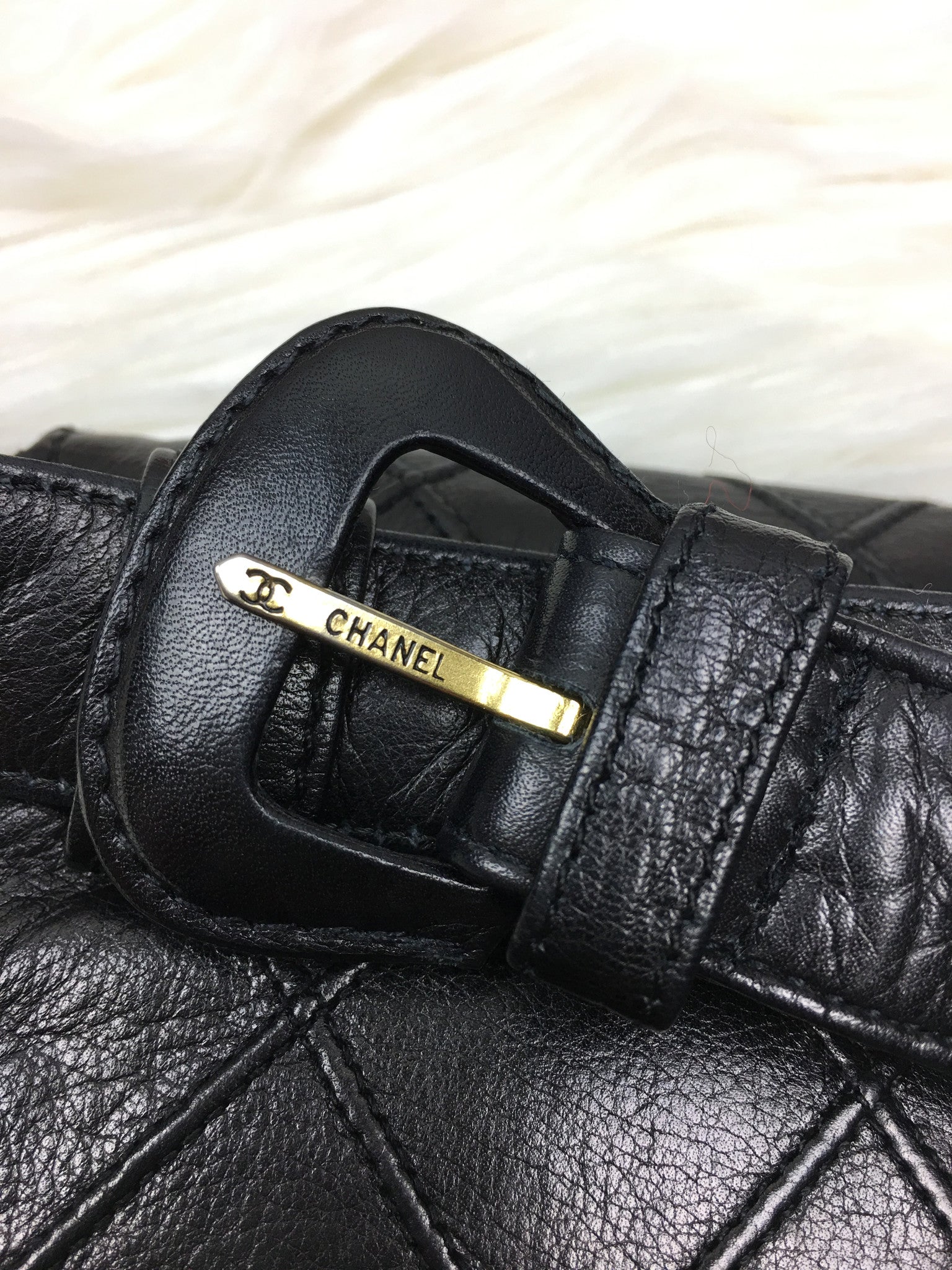 Chanel 2018 Le Boy Old Medium Black Quilted Caviar with ruthenium