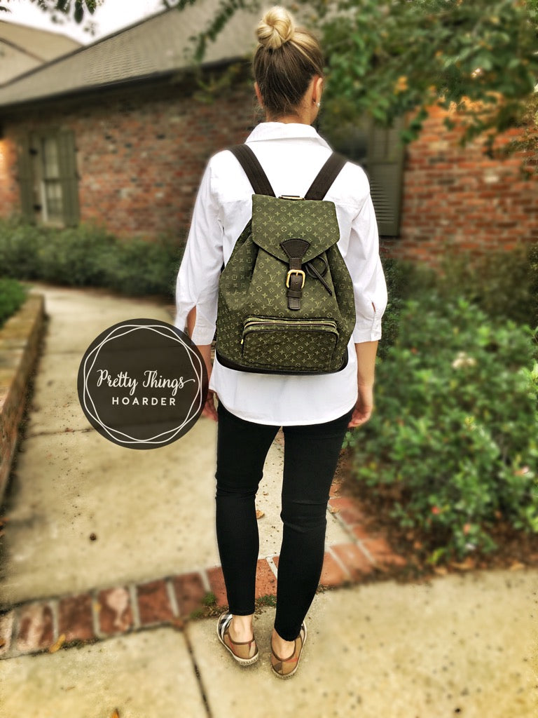 Montsouris vintage backpack Louis Vuitton Green in Cotton - 34740999