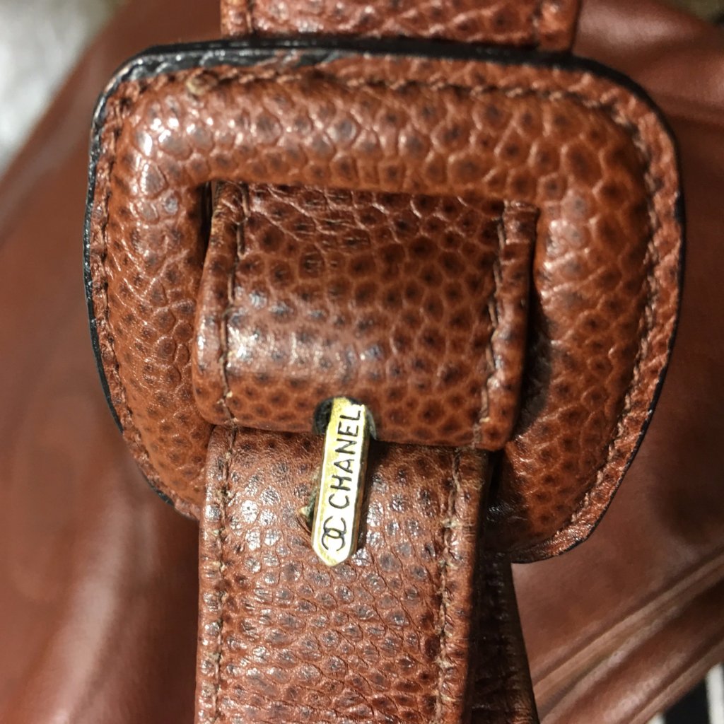 CHANEL Brown Caviar Leather Hobo Tote