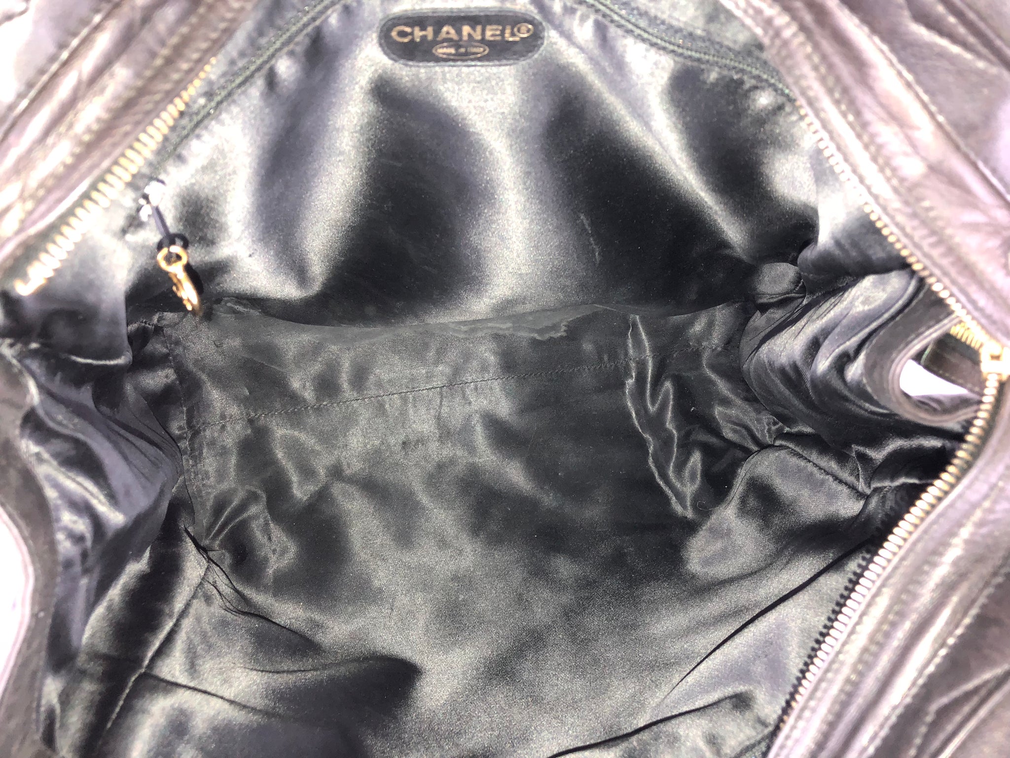 CHANEL Lambskin Dark Brown Large Tote