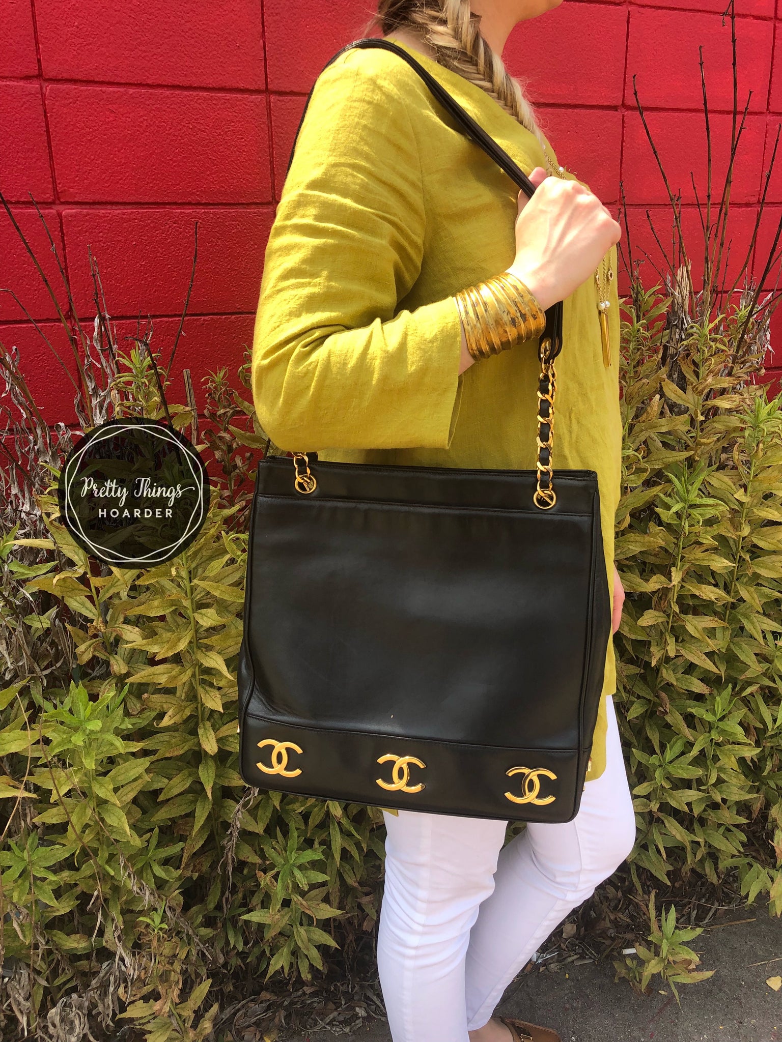 CHANEL Triple CC Black Lambskin Tote