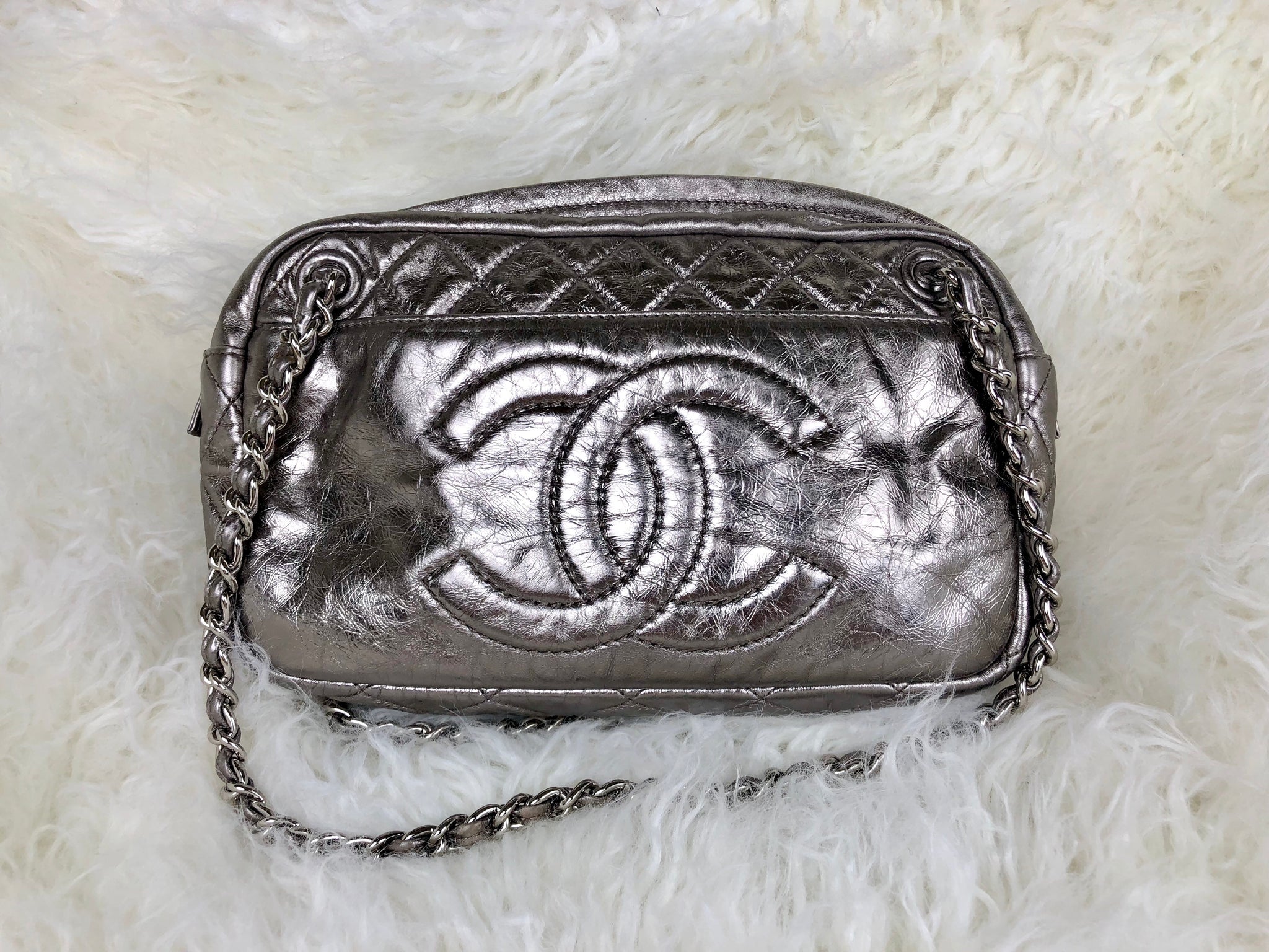 CHANEL Metallic Silver Handbag