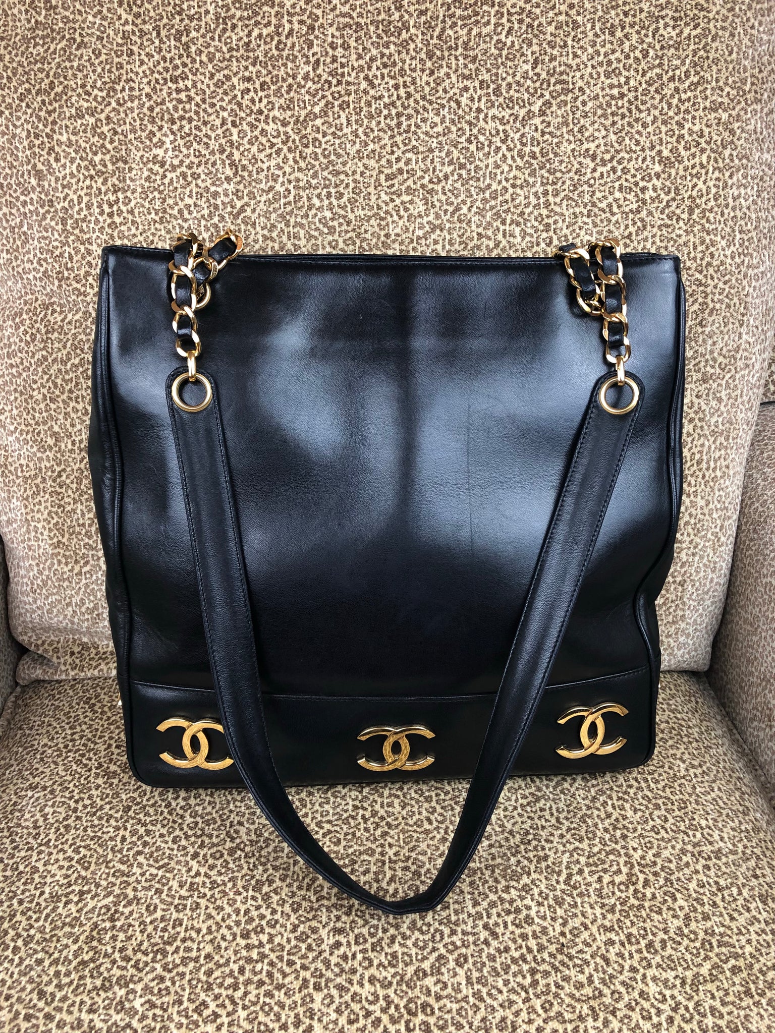 CHANEL Triple CC Black Lambskin Tote