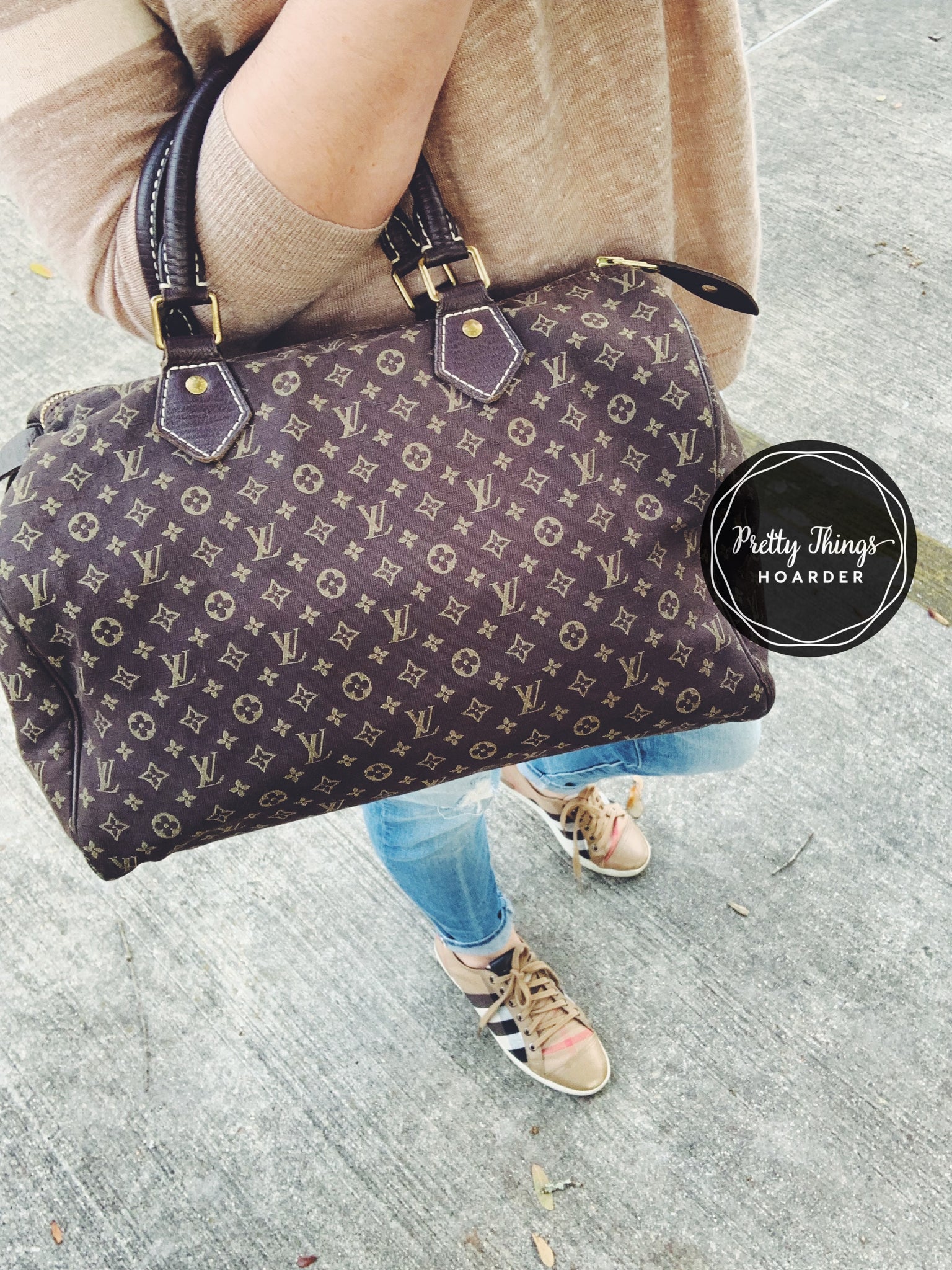 LOUIS VUITTON Ebene Mini Lin Speedy 30 Bandouliere Satchel Bag