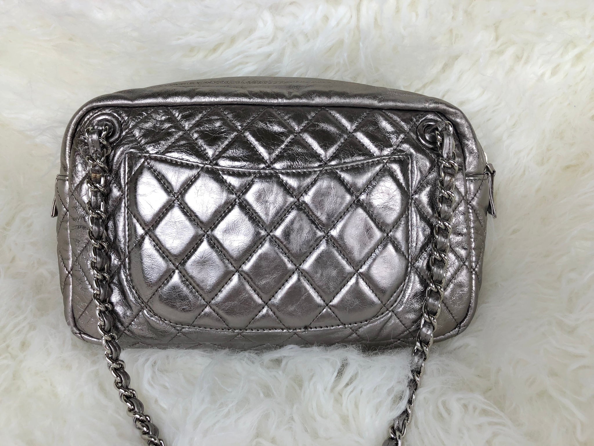 CHANEL Metallic Silver Handbag