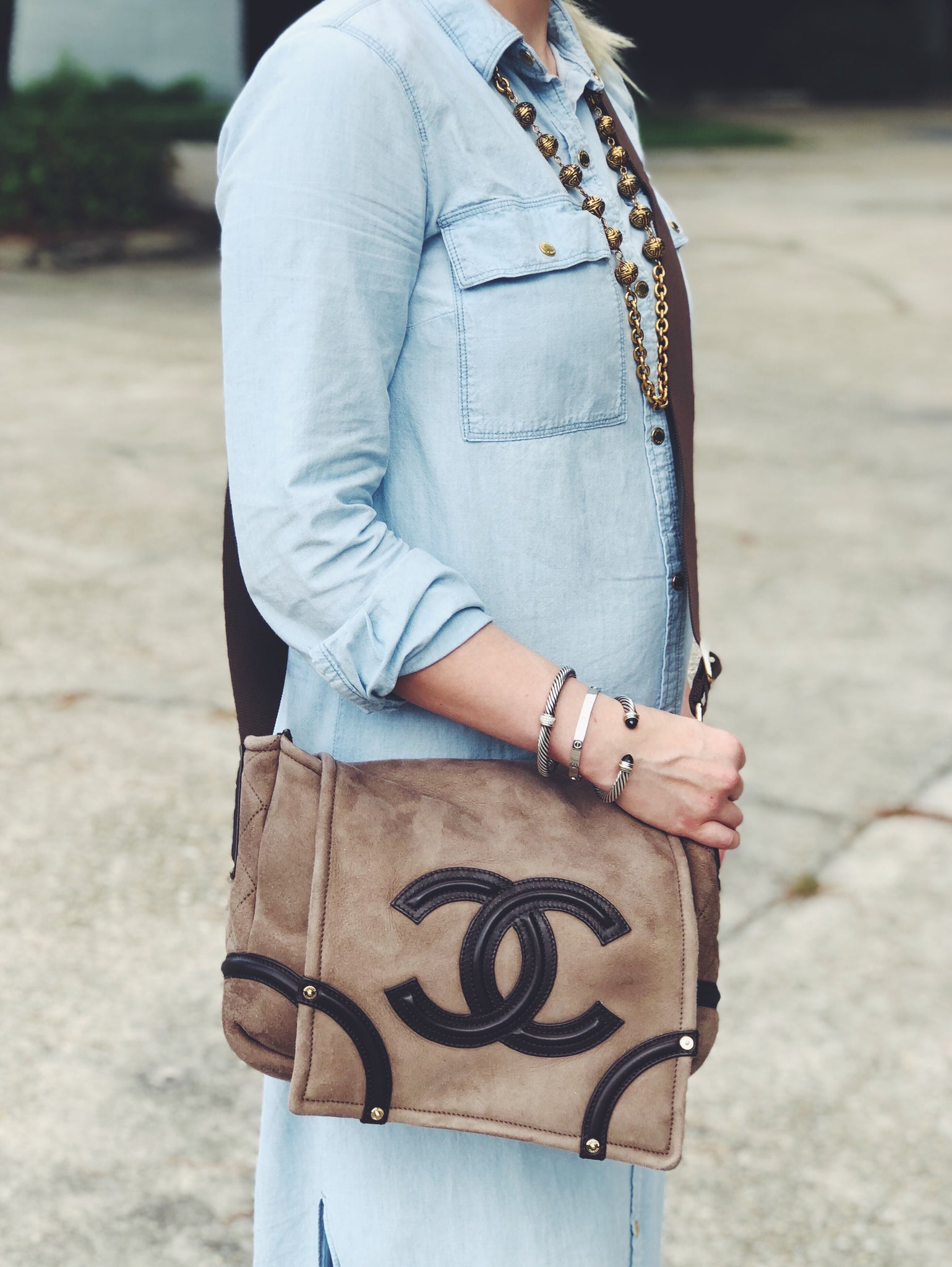 CHANEL Suede Crossbody Bag