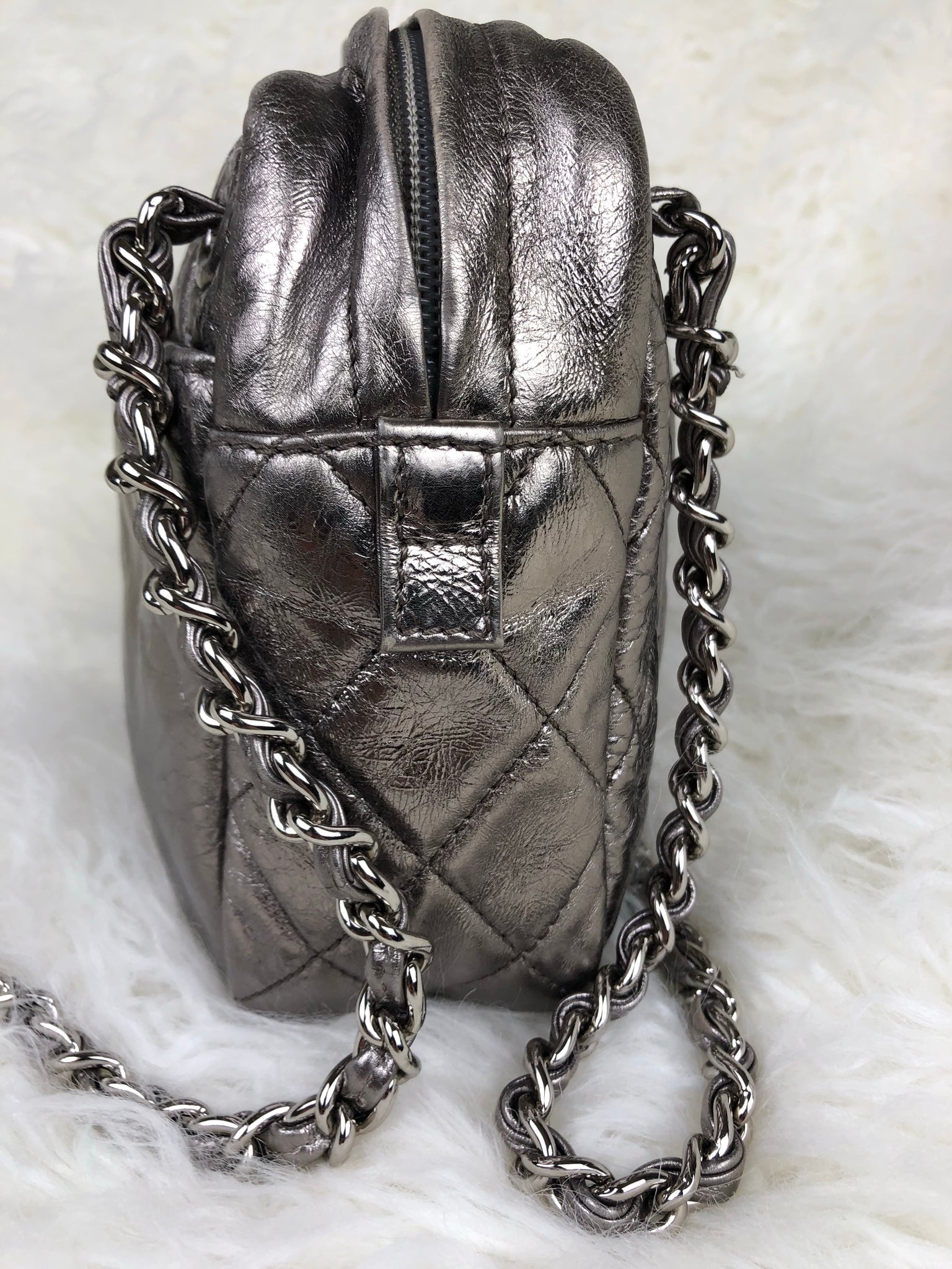 CHANEL Metallic Silver Handbag