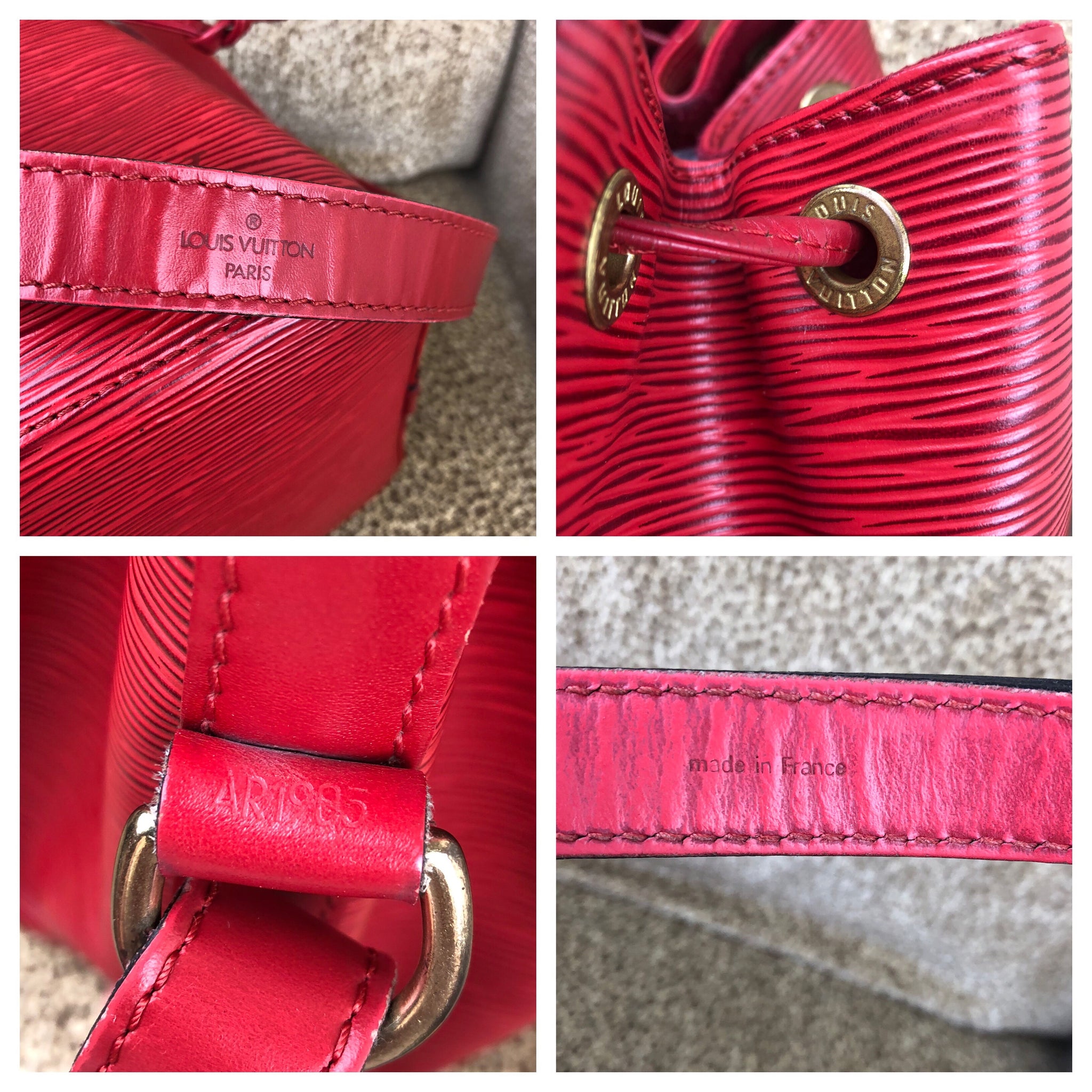 LOUIS VUITTON Red EPI Noe PM Bucket Bag