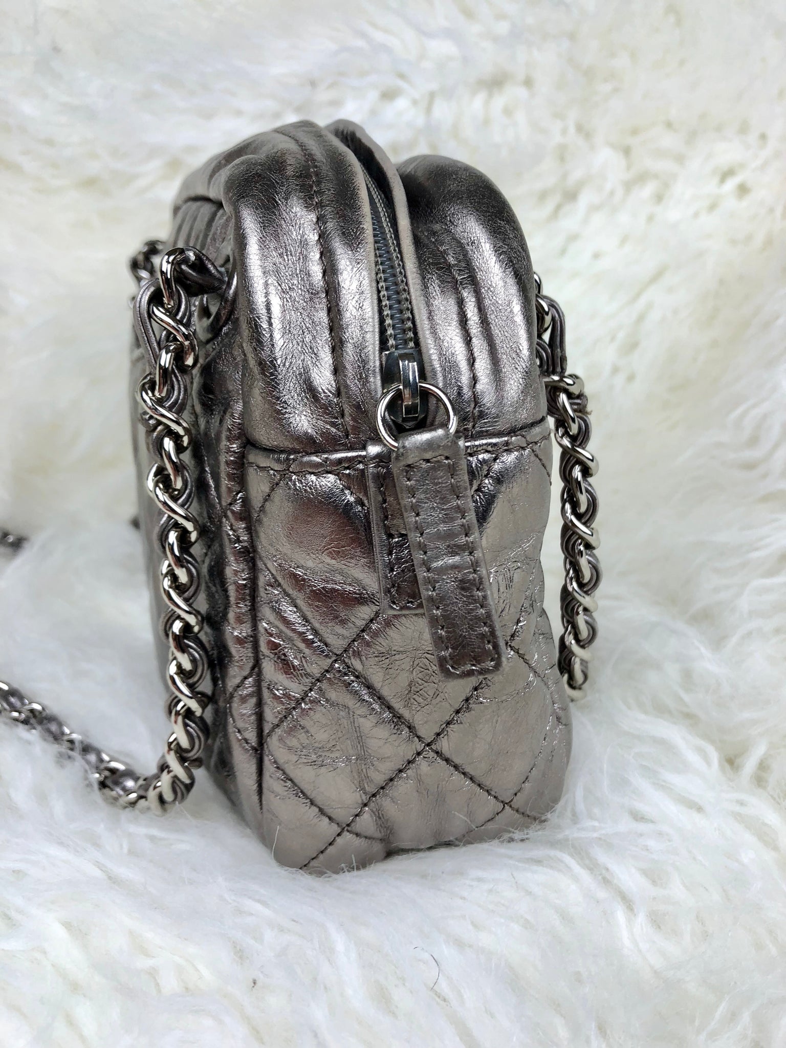 CHANEL Metallic Silver Handbag