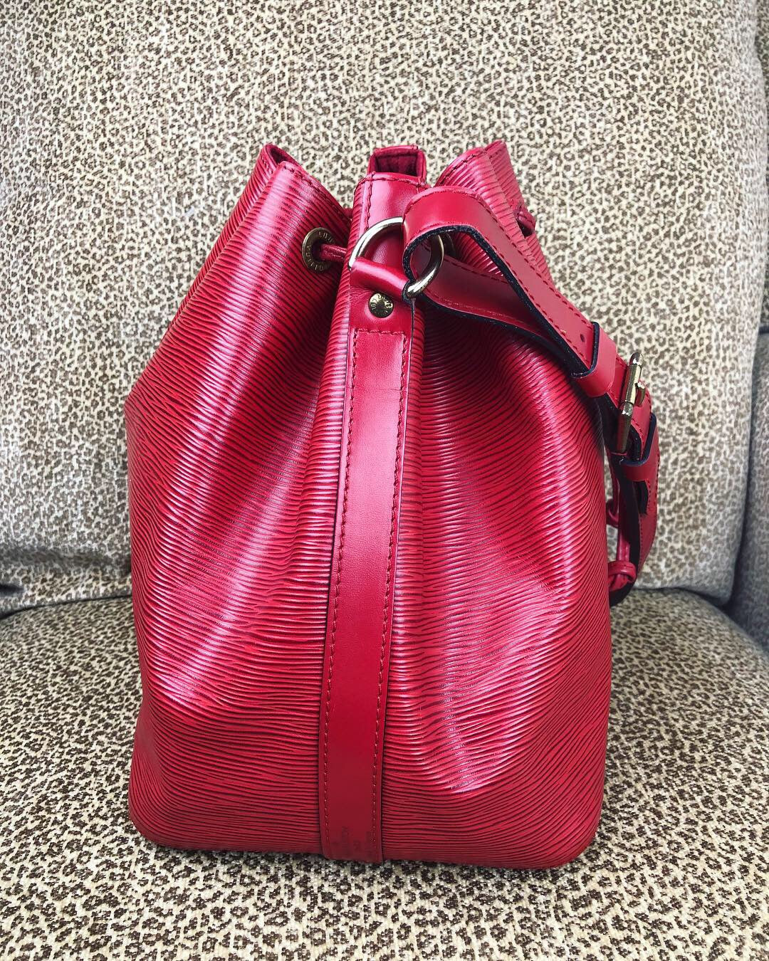 LOUIS VUITTON Red EPI Noe PM Bucket Bag